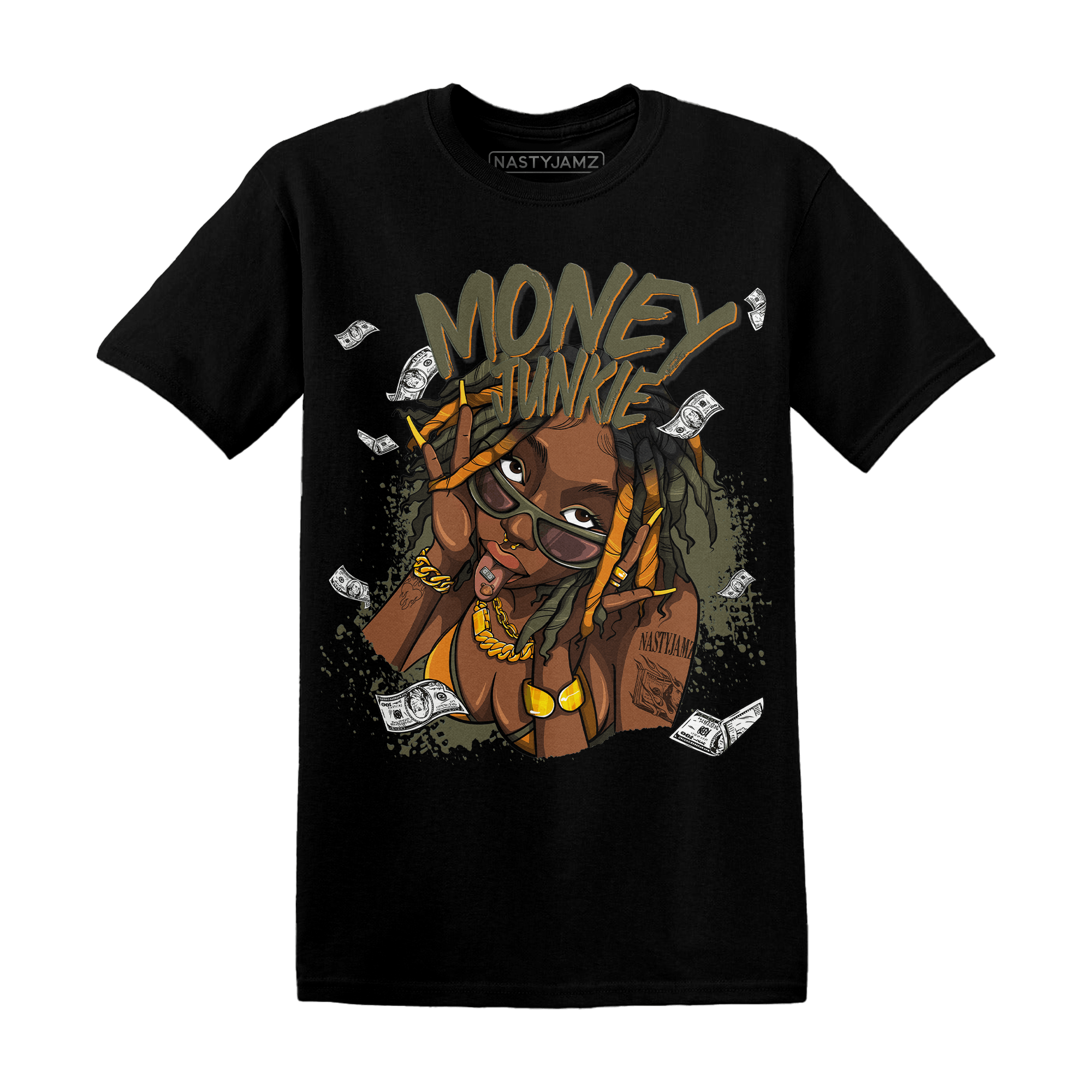 Olive 5s T Shirt Match Money Junkie - NastyJamz