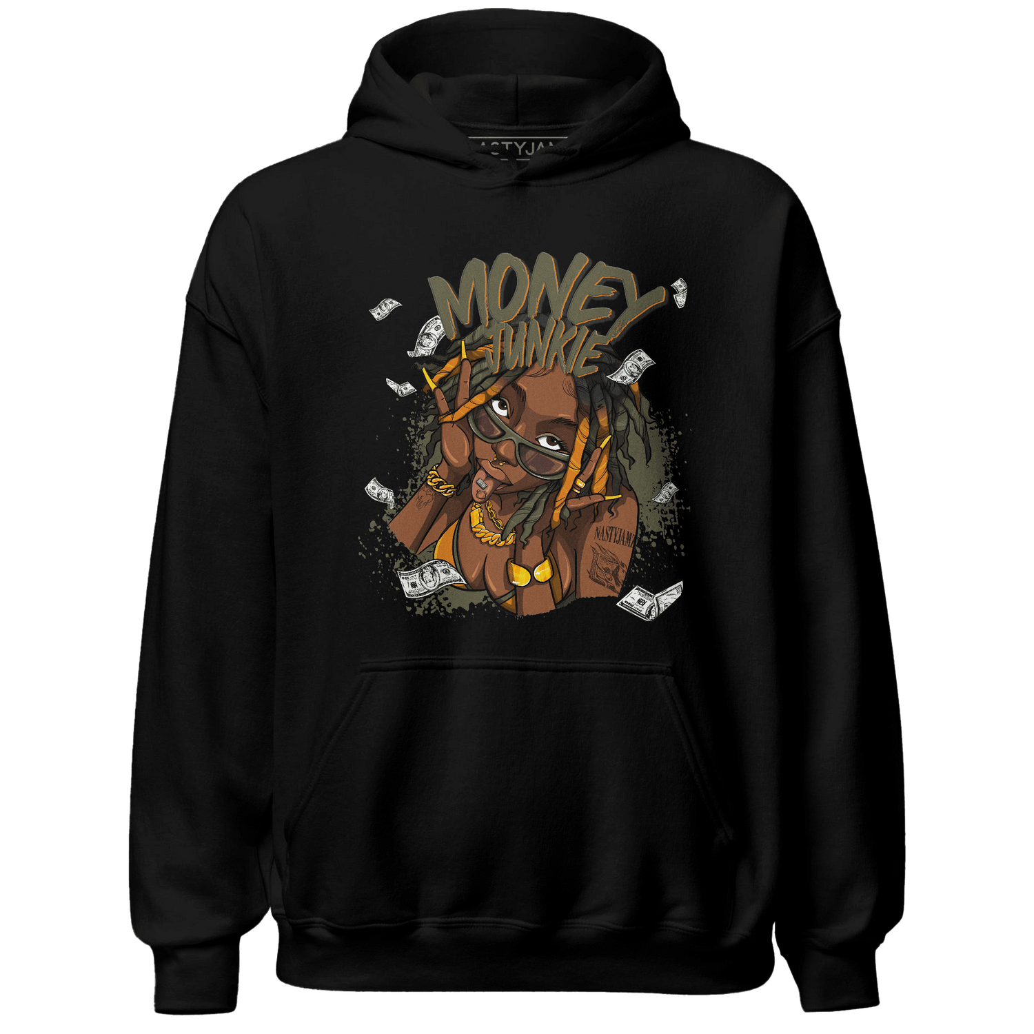 Olive 5s Hoodie Match Money Junkie - NastyJamz