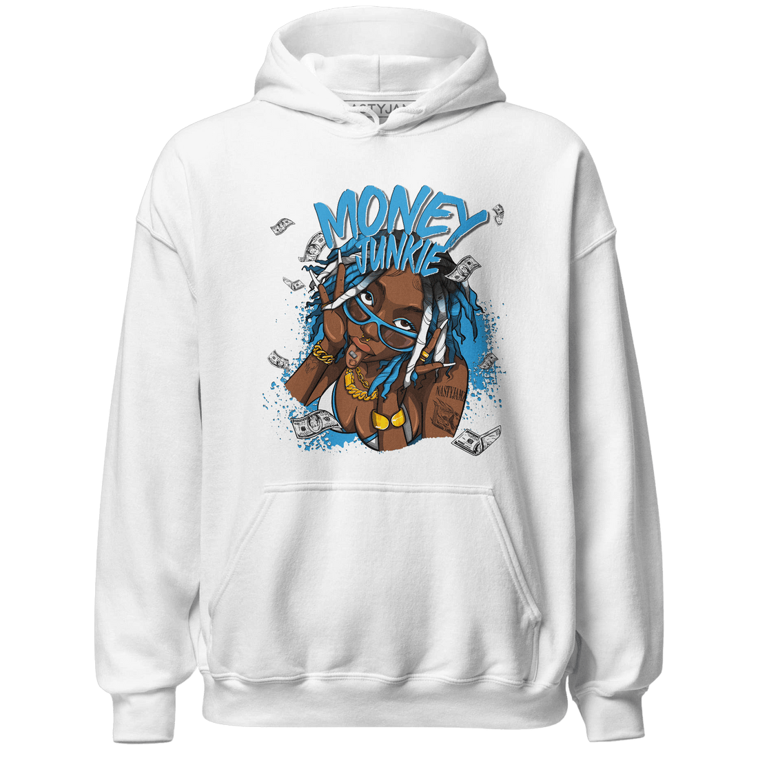 Powder Blue 9s Hoodie Match Money Junkie - NastyJamz