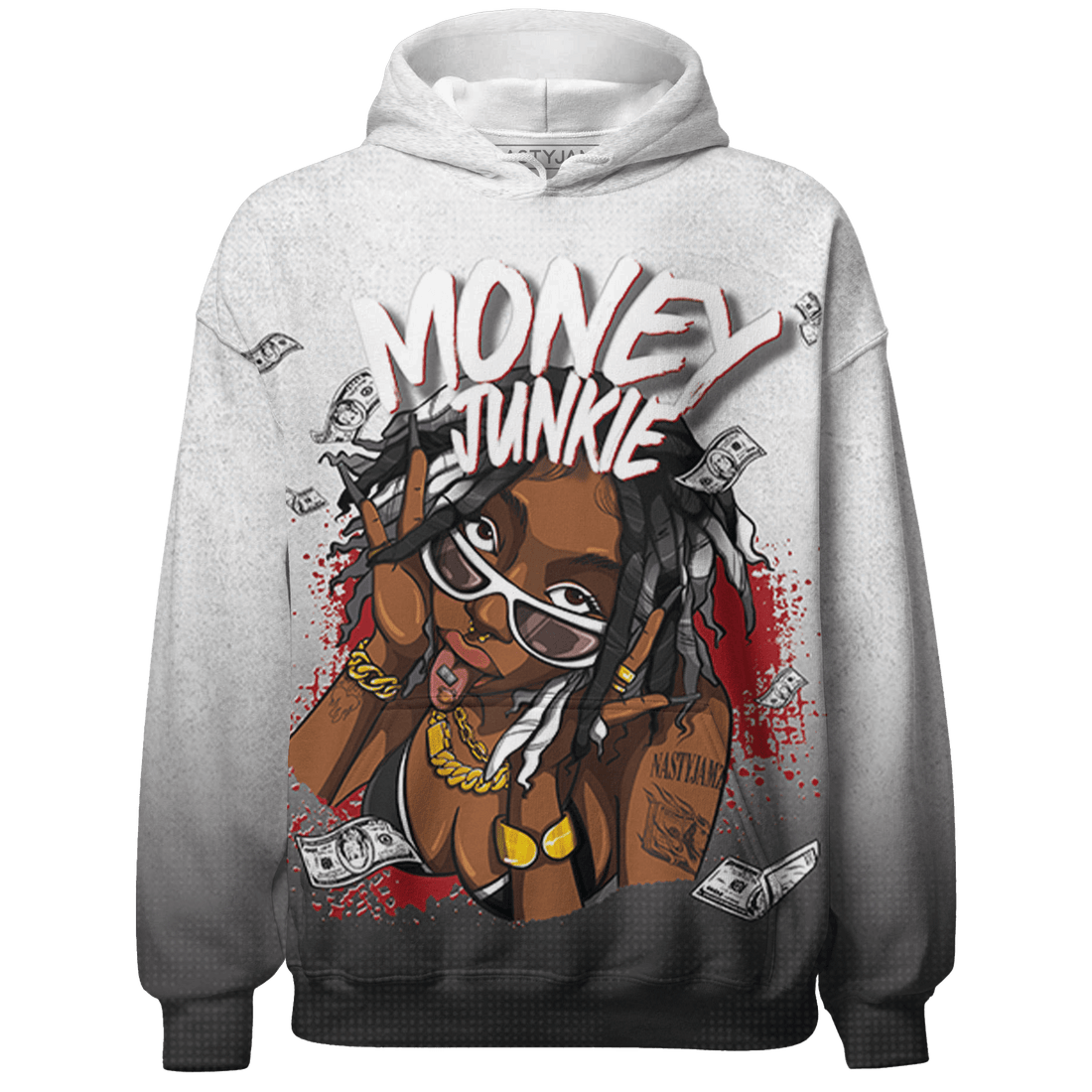 Retro Red Taxi 12s Hoodie Match Money Junkie 3D All-Over Print - NastyJamz