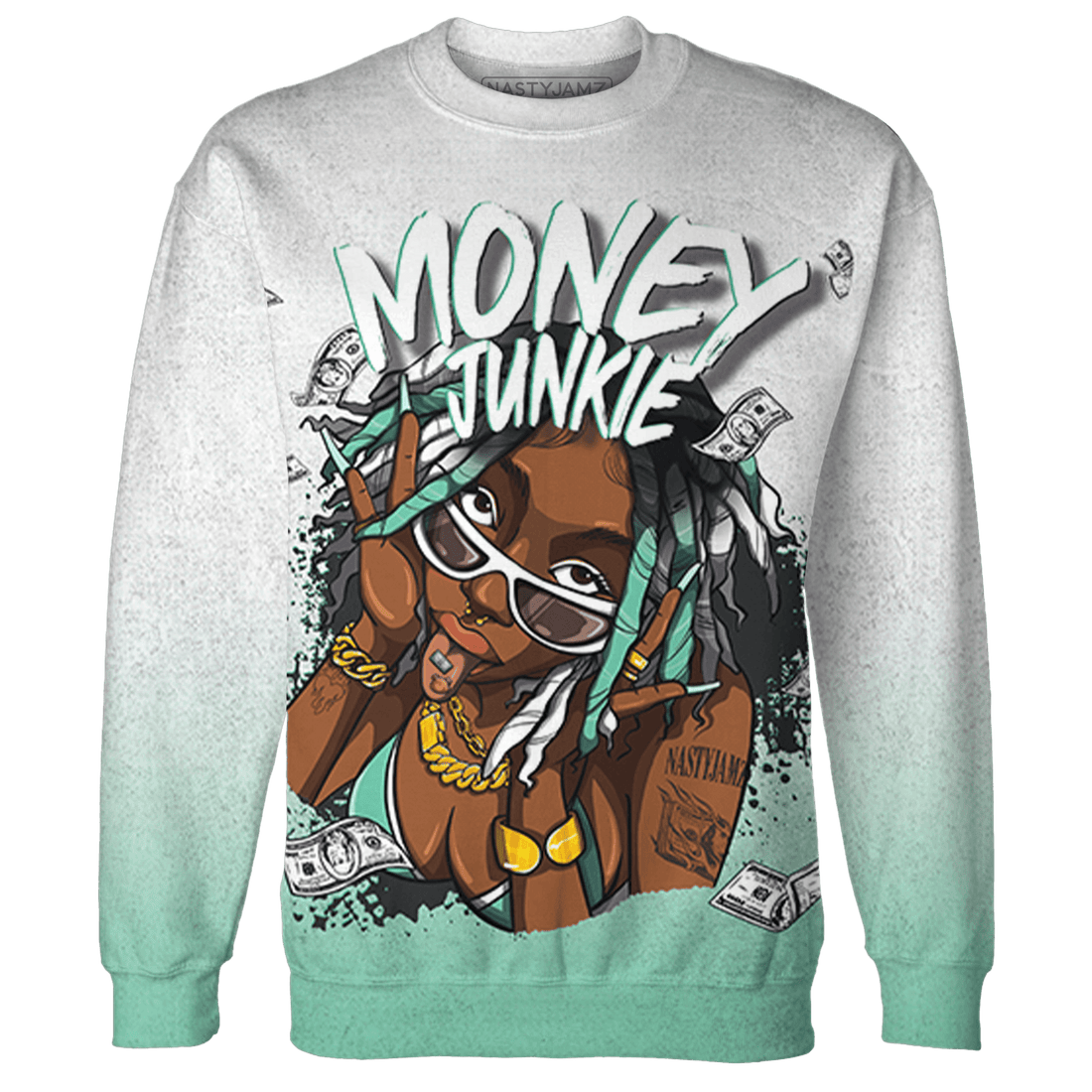 High OG Green Glow 1s Sweatshirt Match Money Junkie 3D All-Over Print - NastyJamz