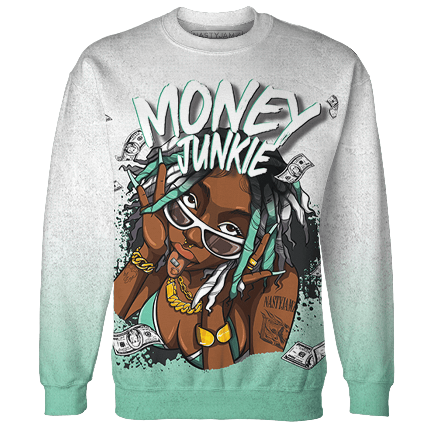 High OG Green Glow 1s Sweatshirt Match Money Junkie 3D All-Over Print - NastyJamz