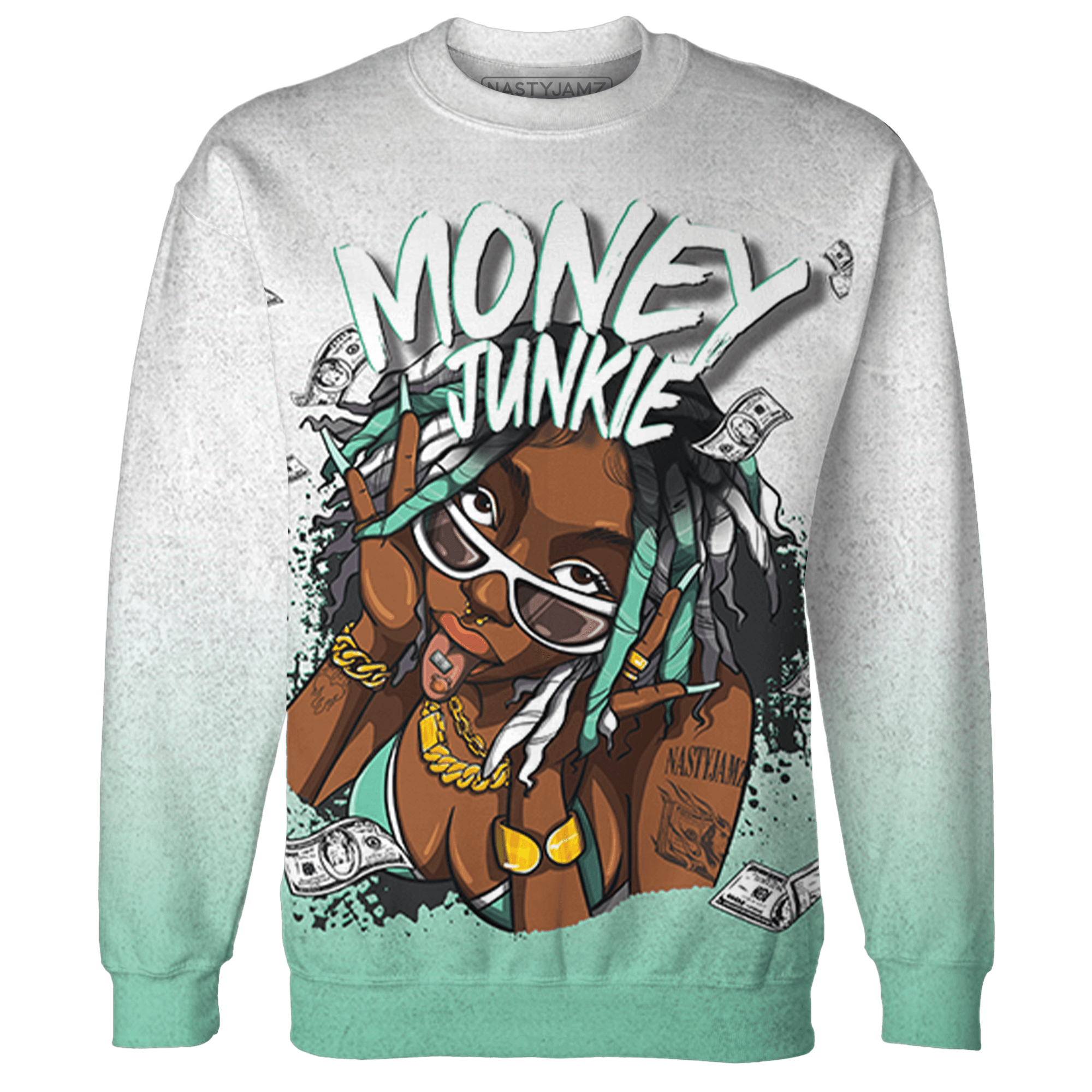 High OG Green Glow 1s Sweatshirt Match Money Junkie 3D All-Over Print - NastyJamz