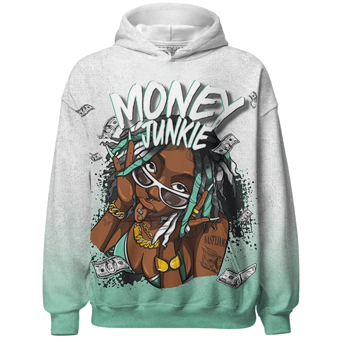 High OG Green Glow 1s Hoodie Match Money Junkie 3D All-Over Print - NastyJamz