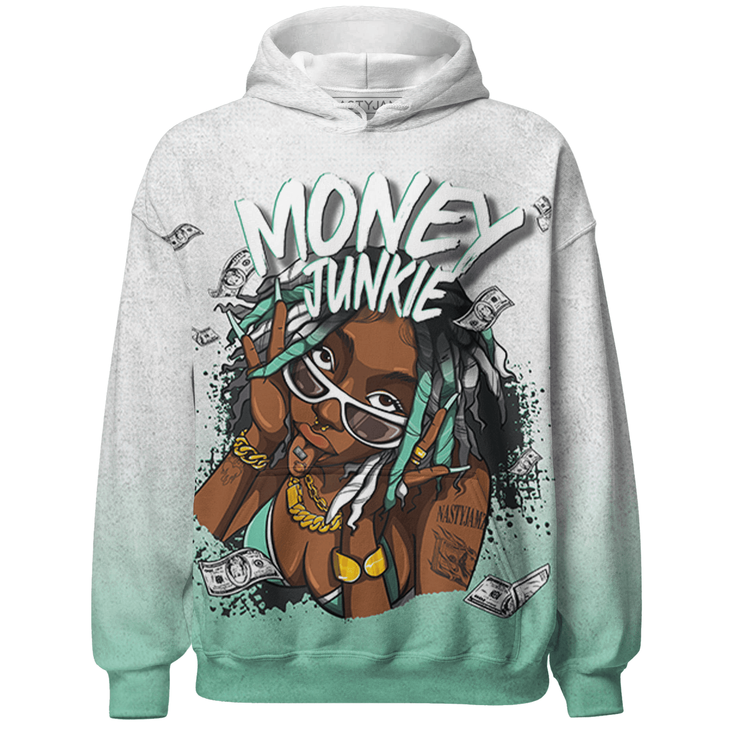 High OG Green Glow 1s Hoodie Match Money Junkie 3D All-Over Print - NastyJamz