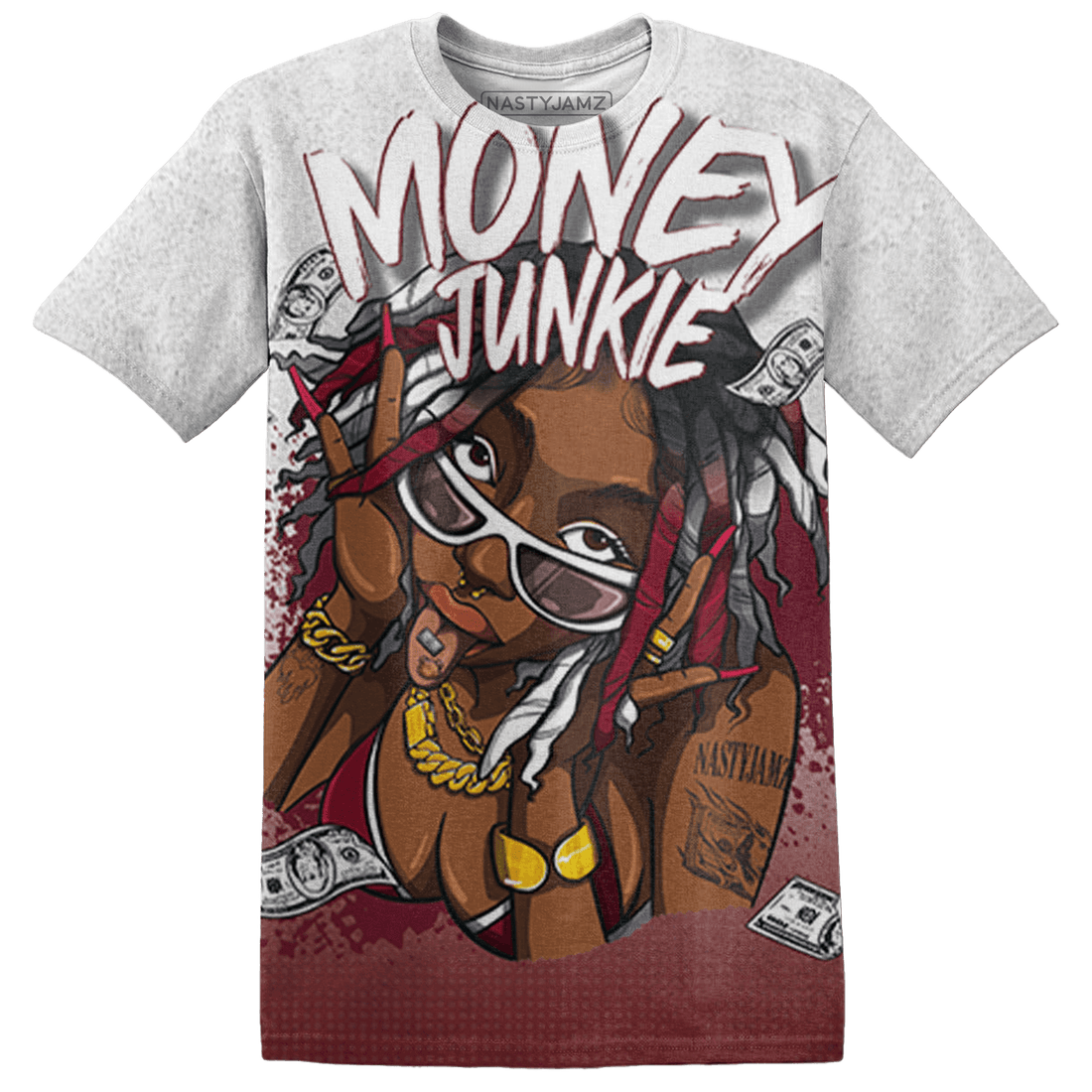 High White Team Red 1s T Shirt Match Money Junkie 3D All-Over Print - NastyJamz