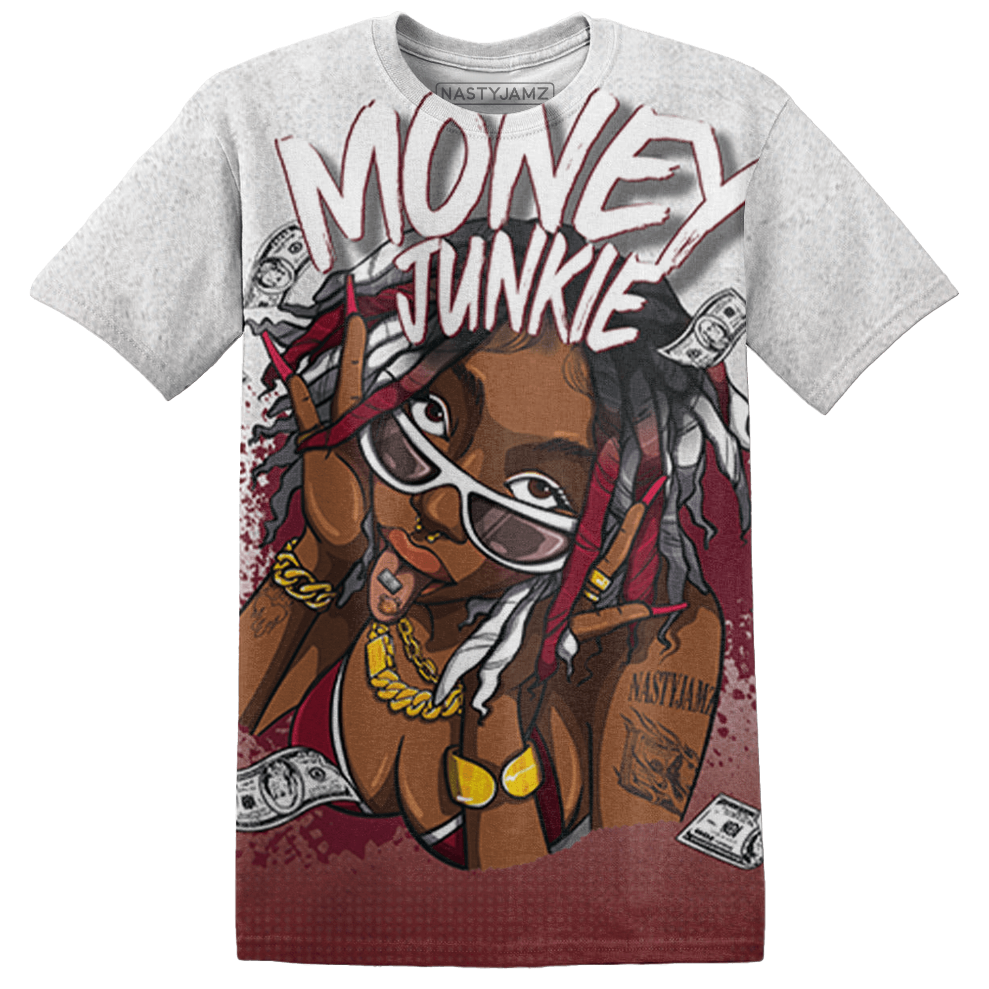 High White Team Red 1s T Shirt Match Money Junkie 3D All-Over Print - NastyJamz
