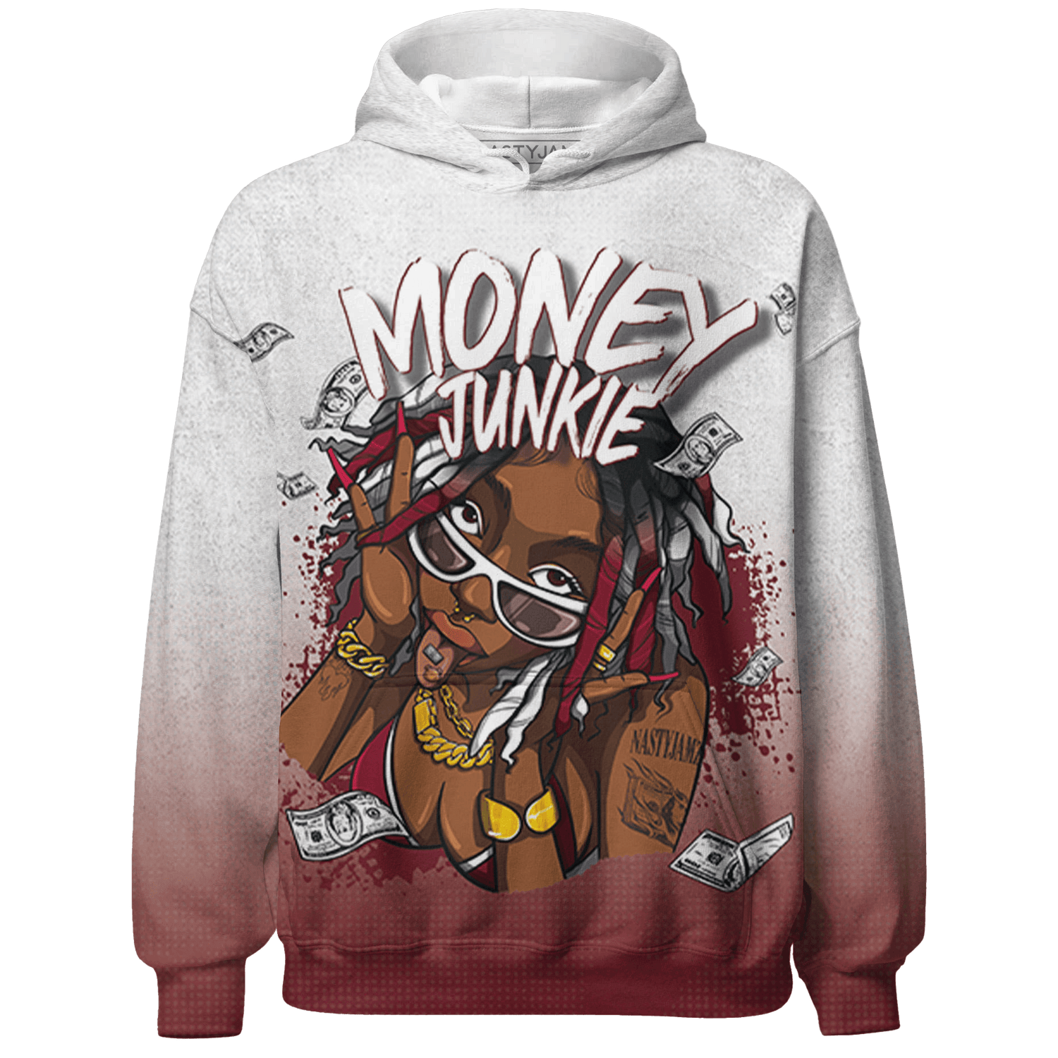 High White Team Red 1s Hoodie Match Money Junkie 3D All-Over Print - NastyJamz