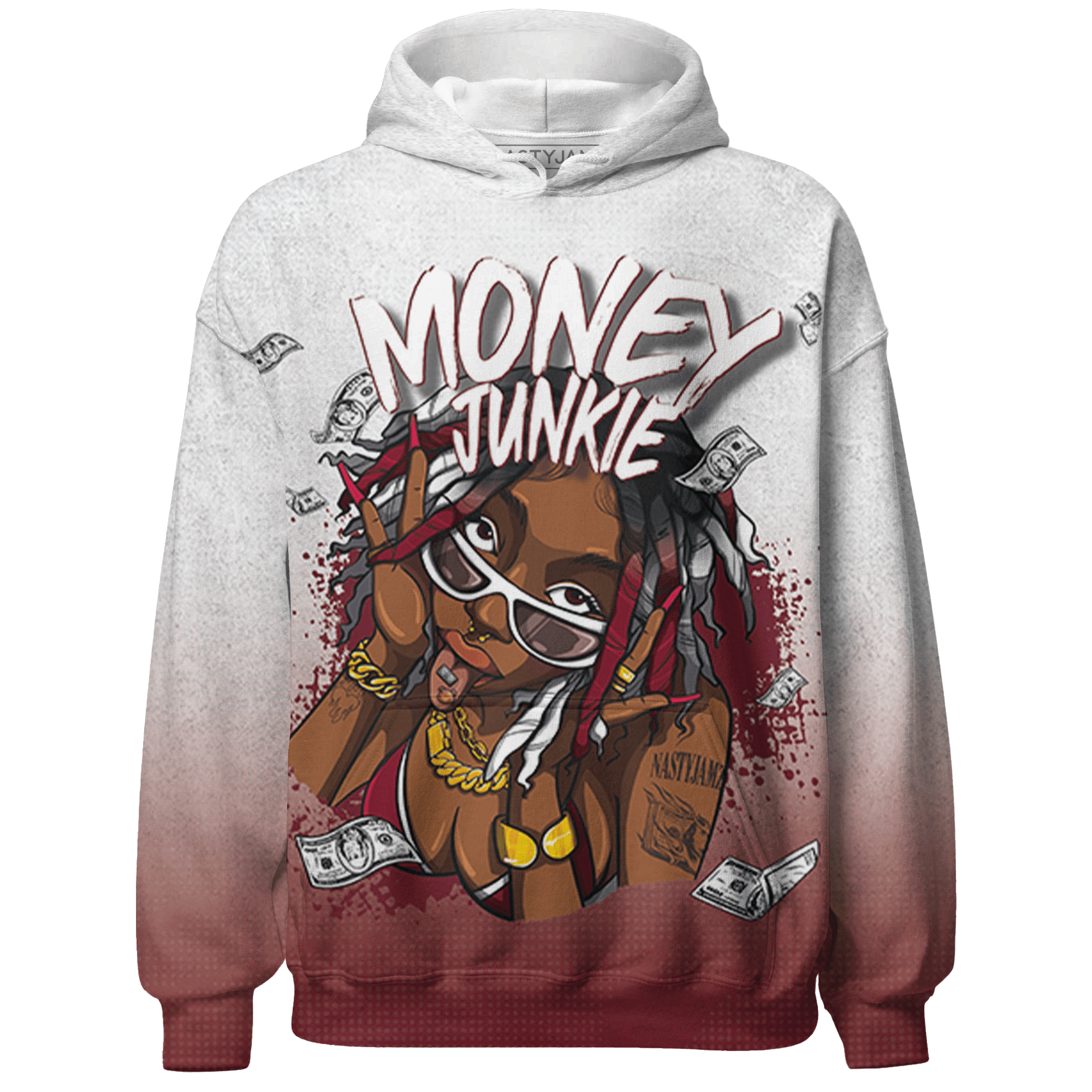 High White Team Red 1s Hoodie Match Money Junkie 3D All-Over Print - NastyJamz