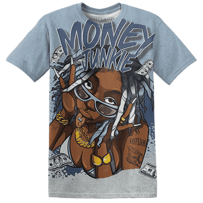 Mid Diffused Blue Grey 1s T Shirt Match Money Junkie 3D All-Over Print - NastyJamz