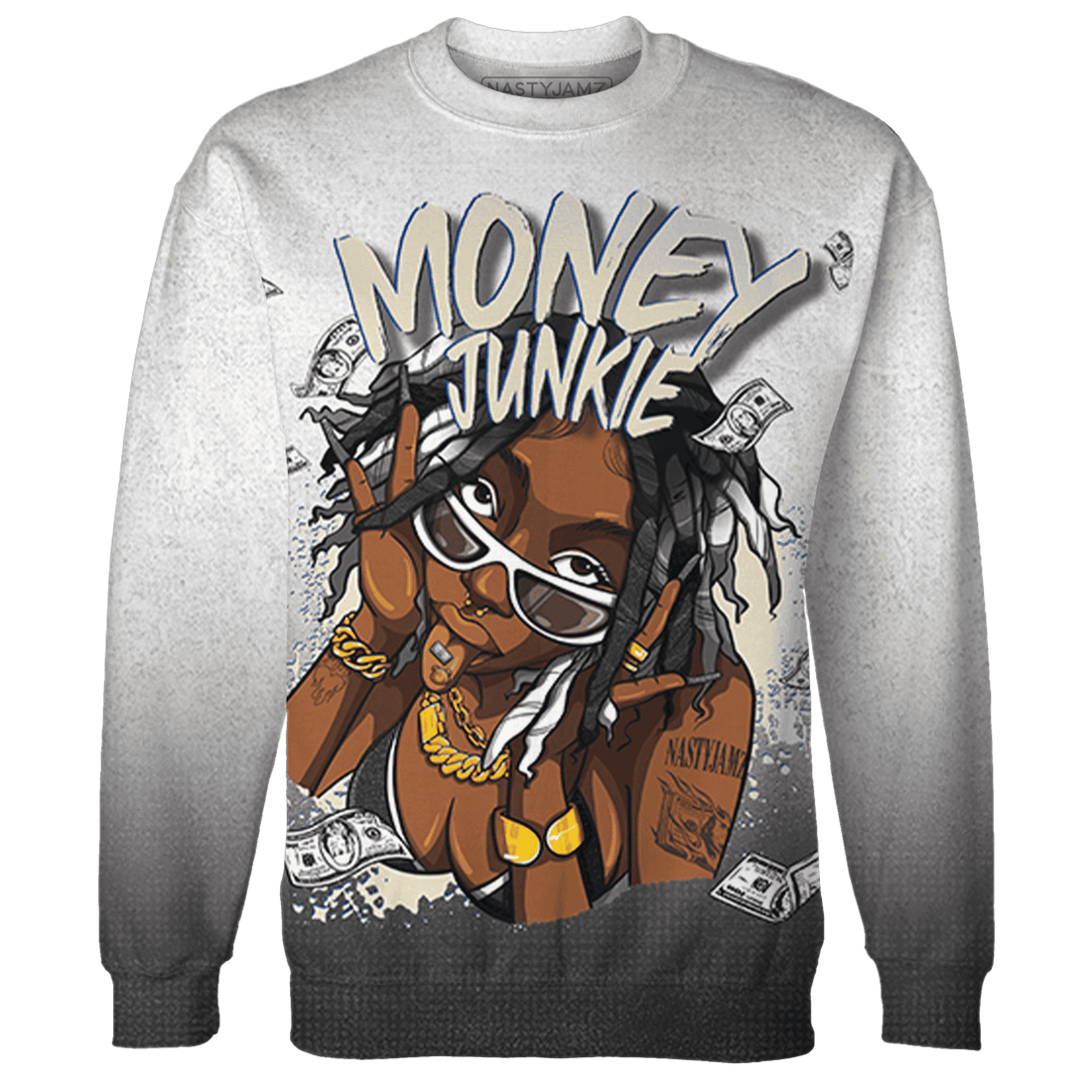 Quaiii 54 3s Sweatshirt Match Money Junkie 3D All-Over Print - NastyJamz