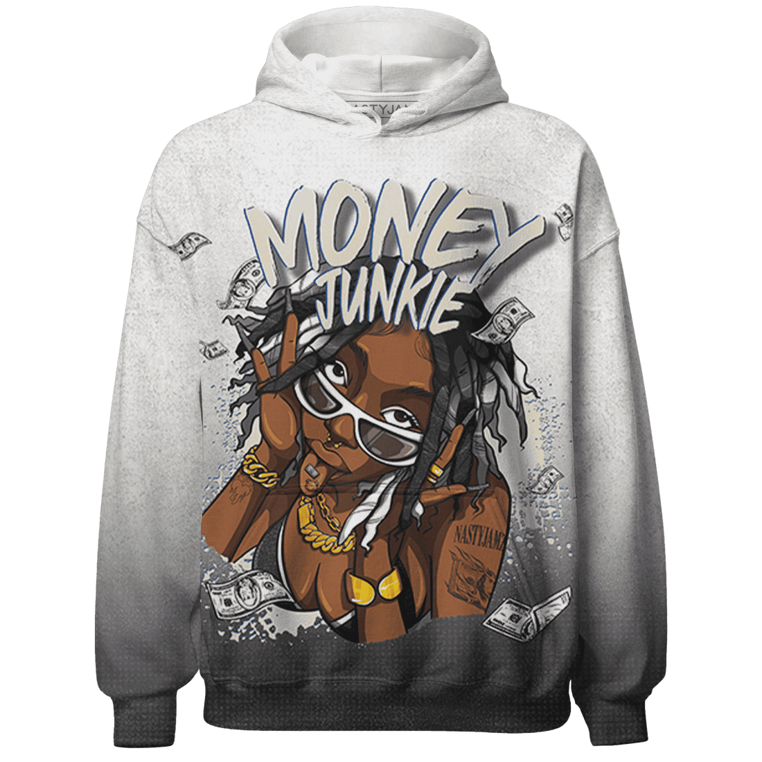 Quaiii 54 3s Hoodie Match Money Junkie 3D All-Over Print - NastyJamz