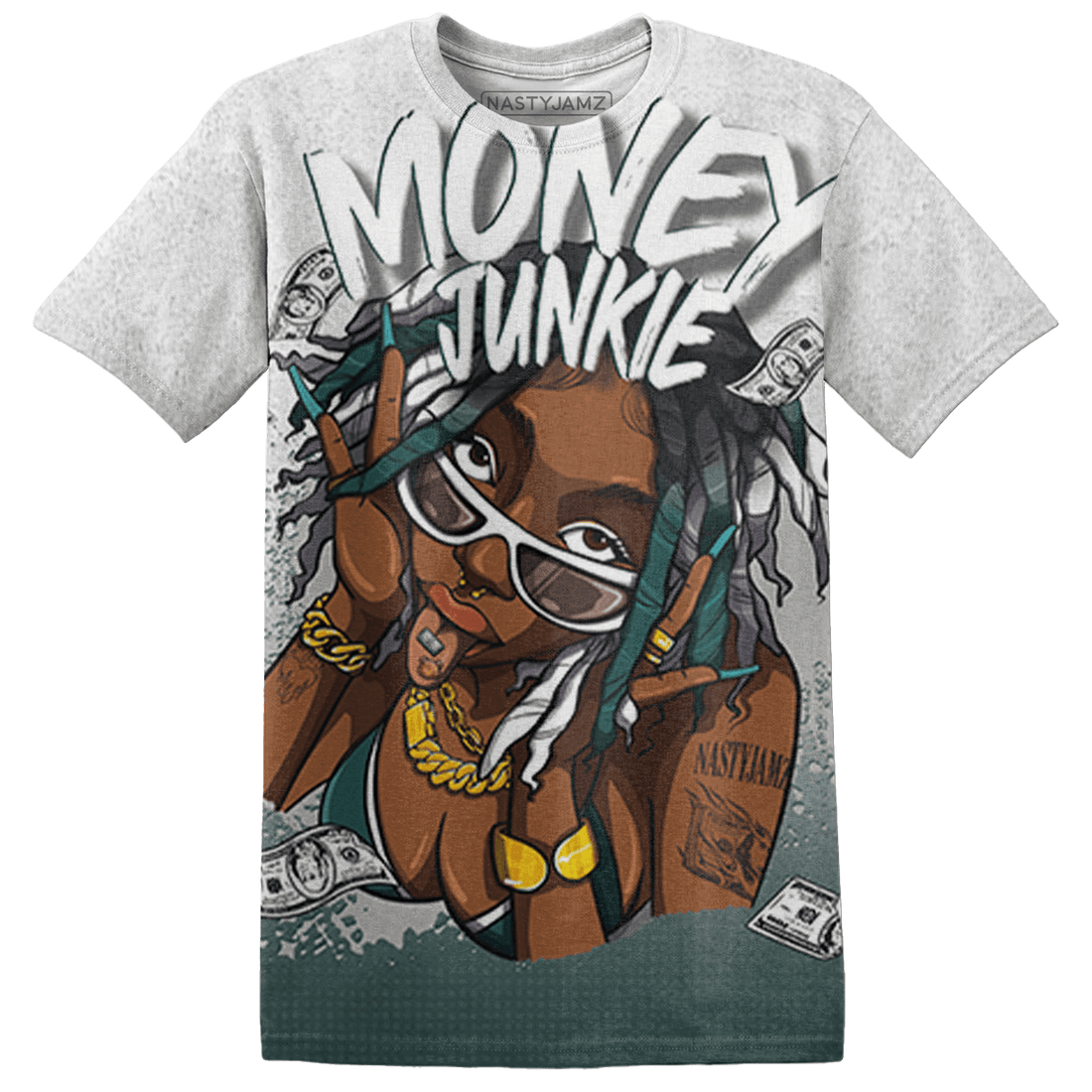 Oxidized Green 4s T Shirt Match Money Junkie 3D All-Over Print - NastyJamz