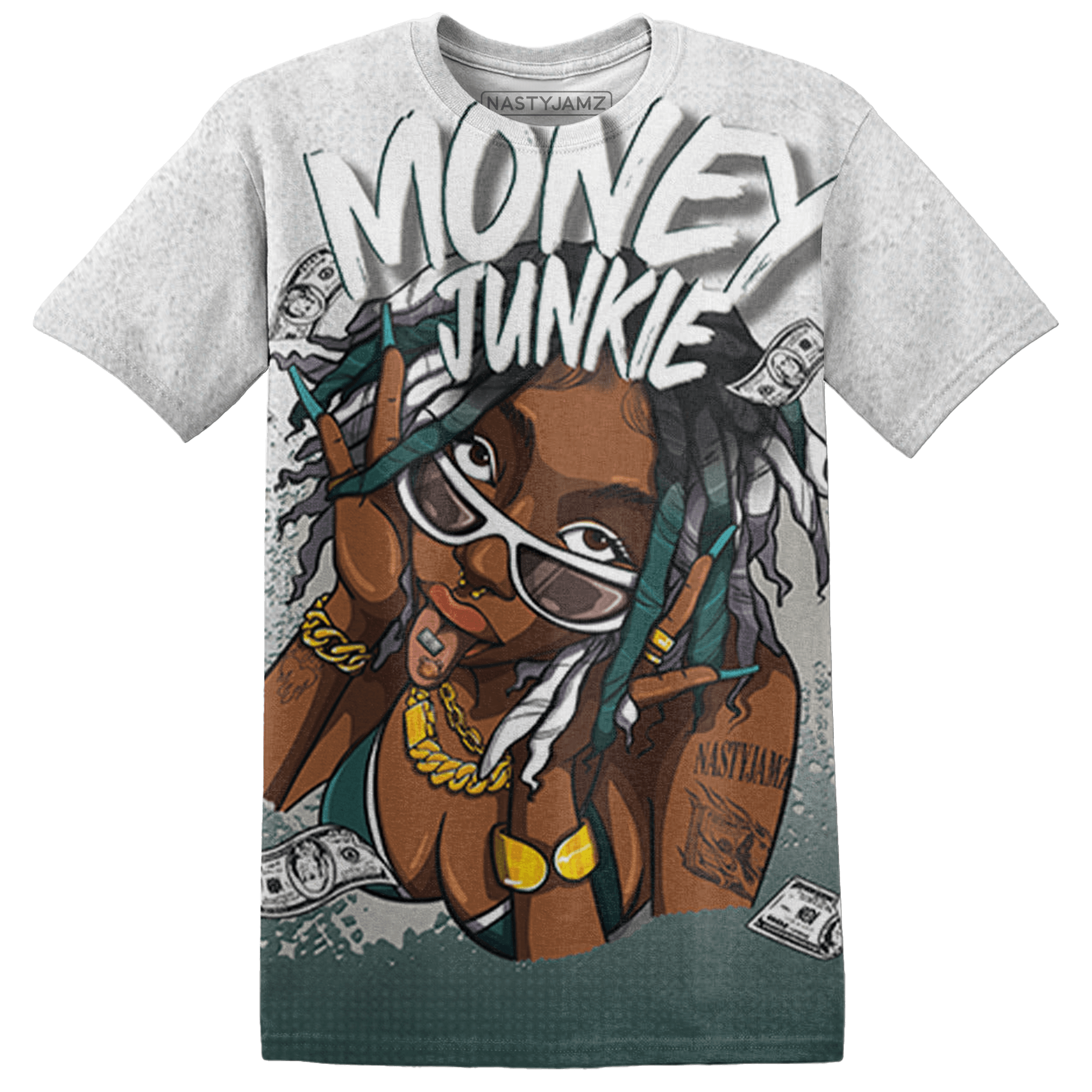 Oxidized Green 4s T Shirt Match Money Junkie 3D All-Over Print - NastyJamz