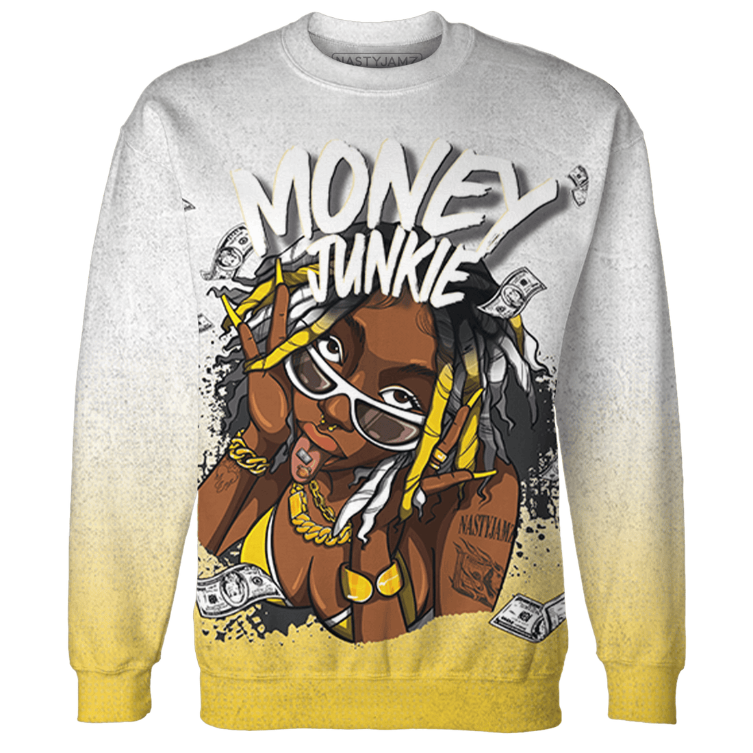 Vivid Sulfur 4s Sweatshirt Match Money Junkie 3D All-Over Print - NastyJamz