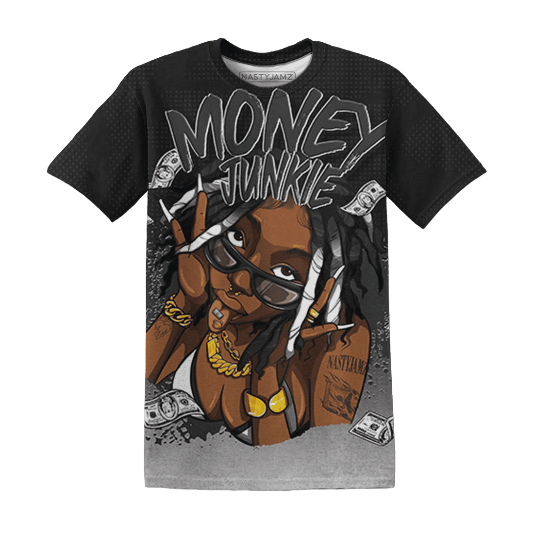 White-Thunder-4s-T-Shirt-Match-Money-Junkie-3D