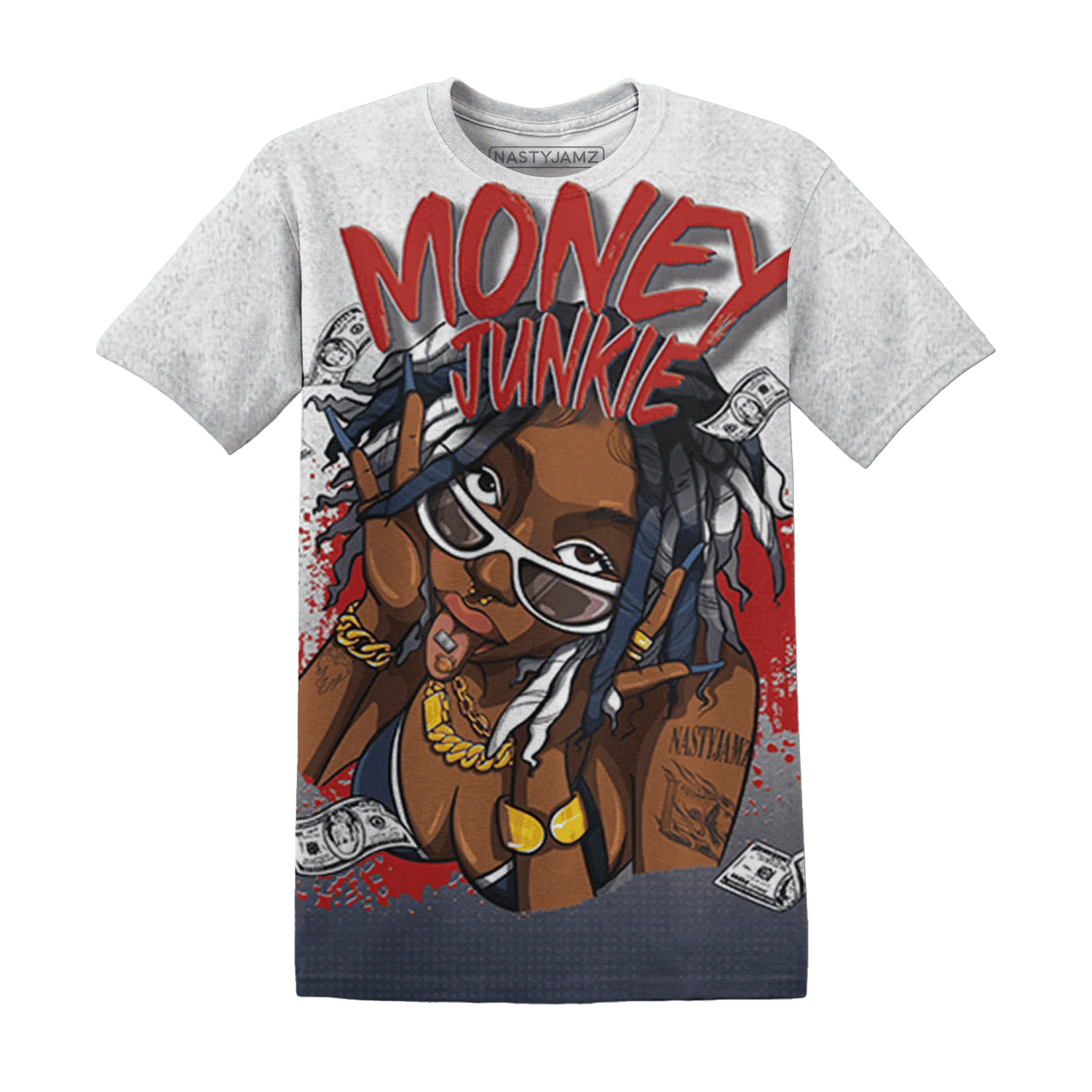 White-Navy-6s-T-Shirt-Match-Money-Junkie-3D
