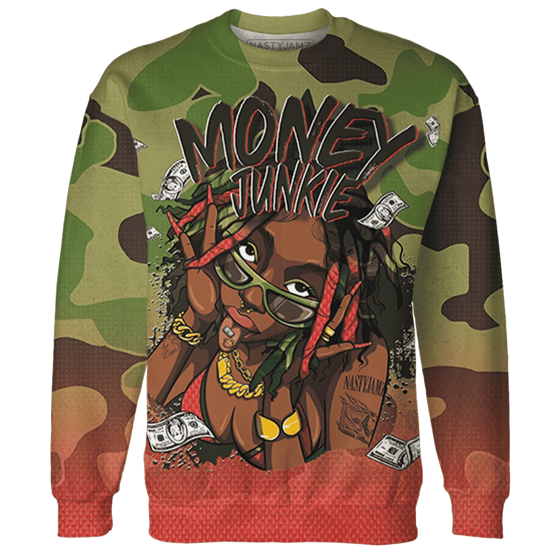 AM-90-Dark-Sage-Solar-Red-NastyJamz-Sweatshirt-Match-Money-Junkie-3D