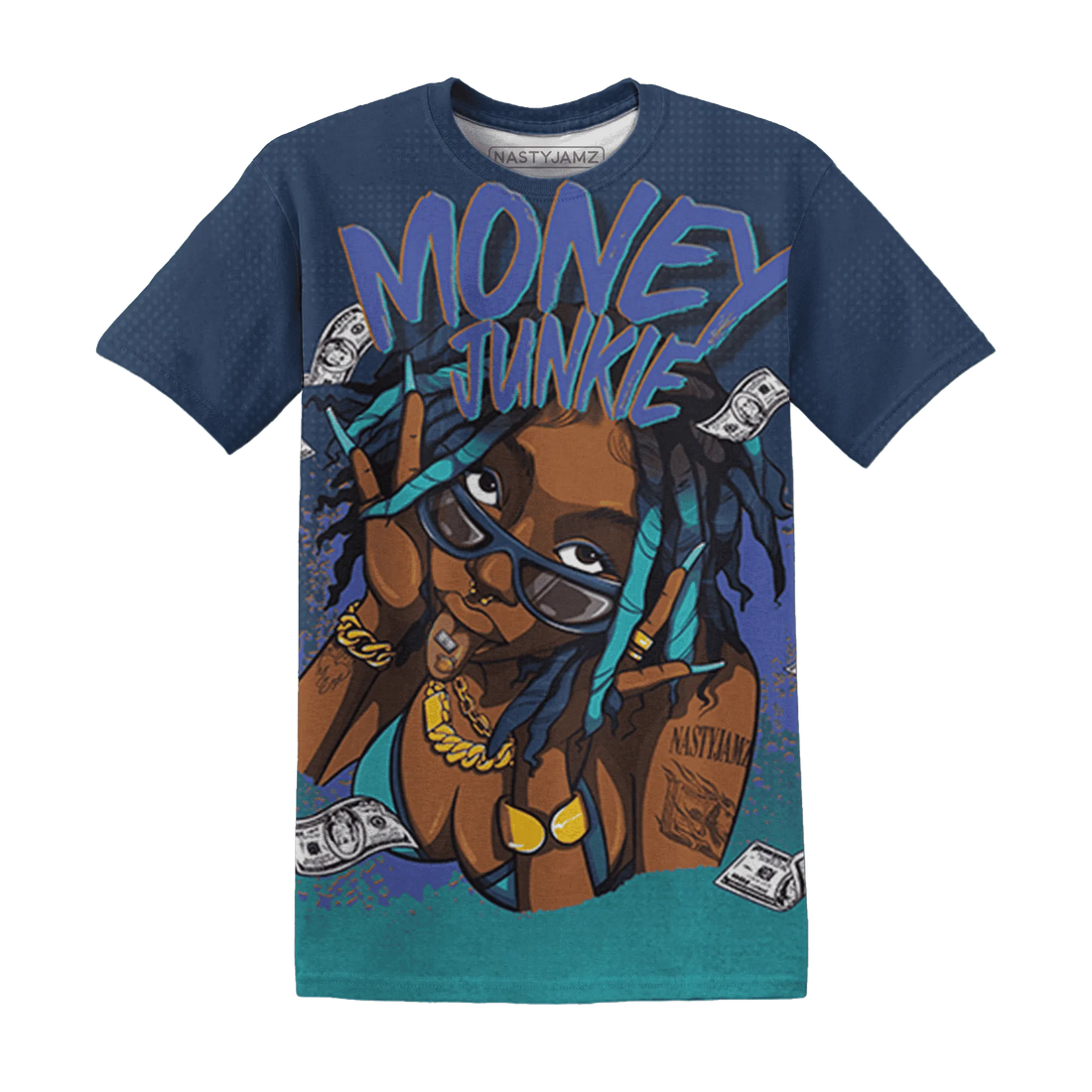AM-Plus-Drift-Midnight-Navy-Total-Orange-Dusty-Cactus-T-Shirt-Match-Money-Junkie-3D