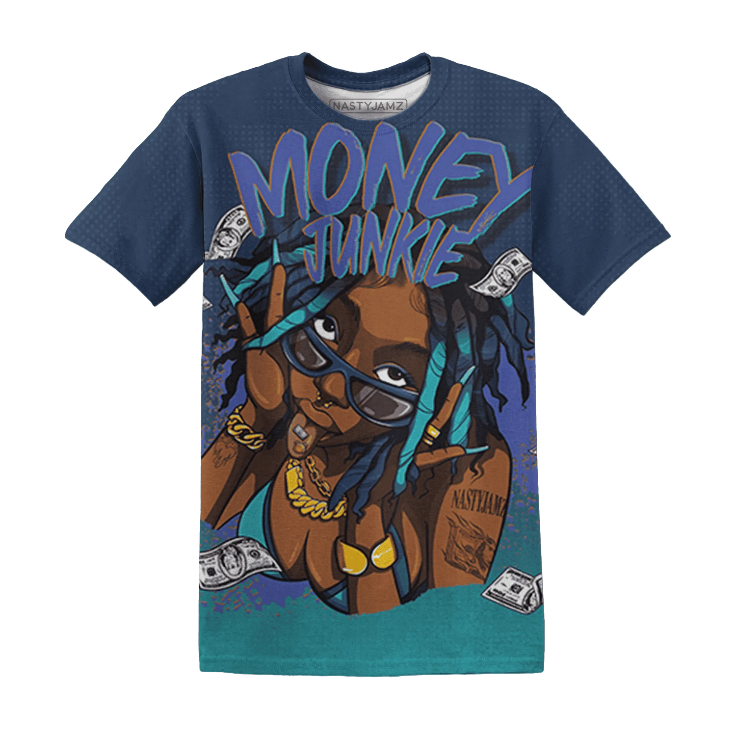 AM-Plus-Drift-Midnight-Navy-Total-Orange-Dusty-Cactus-T-Shirt-Match-Money-Junkie-3D