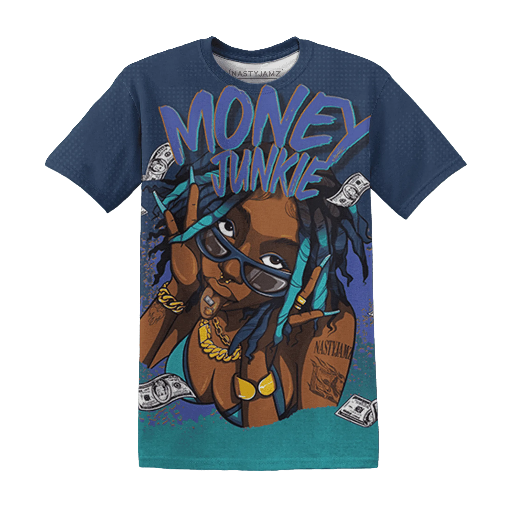 AM-Plus-Drift-Midnight-Navy-Total-Orange-Dusty-Cactus-T-Shirt-Match-Money-Junkie-3D