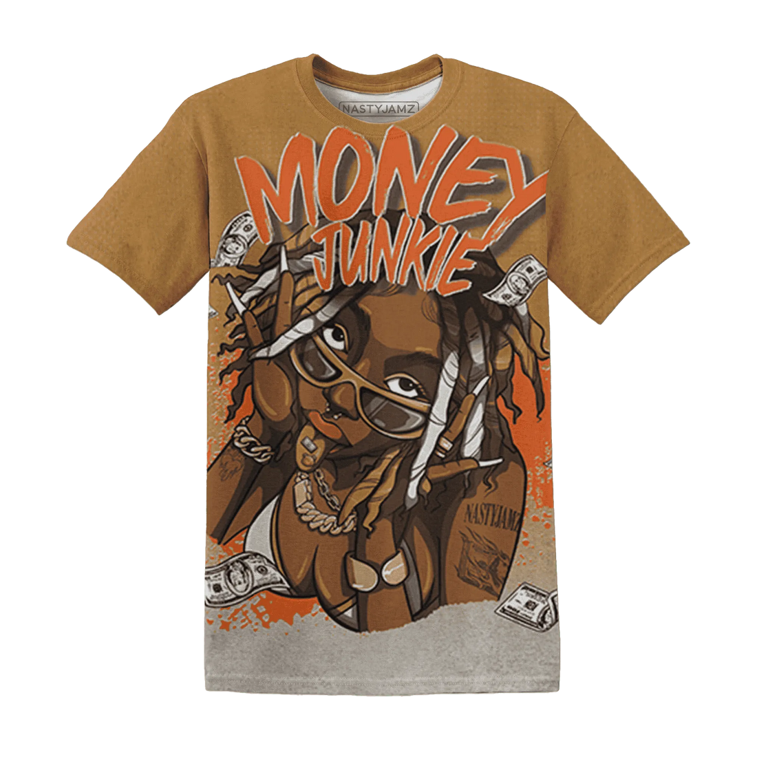Dunk-Low-Retro-Wheat-Orange-NastyJamz-T-Shirt-Match-Money-Junkie-3D