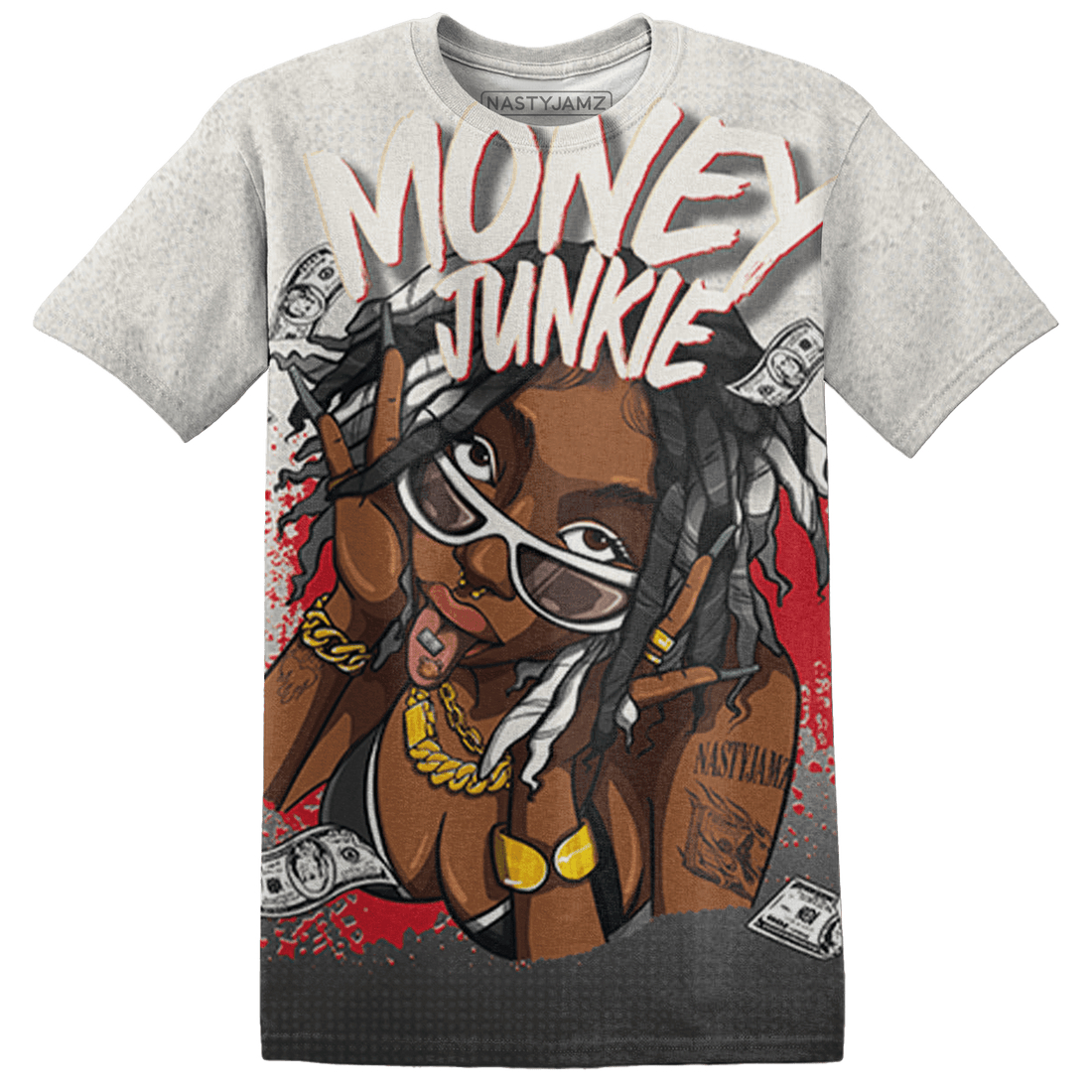 Jumman Jack Universityy Red T Shirt Match Money Junkie 3D All-Over Print - NastyJamz