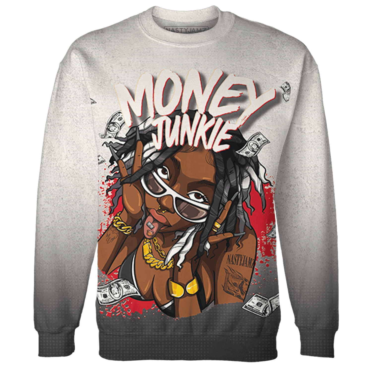 Jumman Jack Universityy Red Sweatshirt Match Money Junkie 3D All-Over Print - NastyJamz