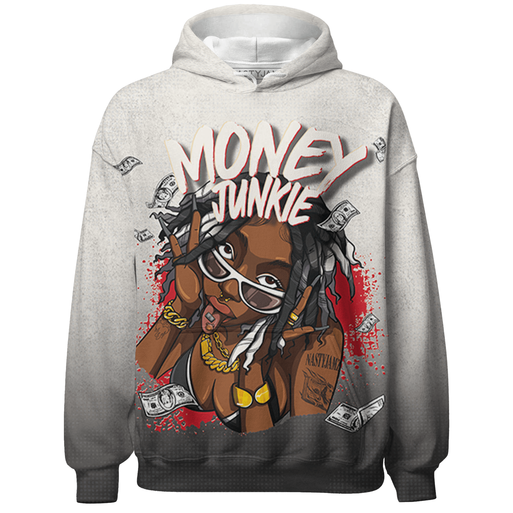 Jumman Jack Universityy Red Hoodie Match Money Junkie 3D All-Over Print - NastyJamz