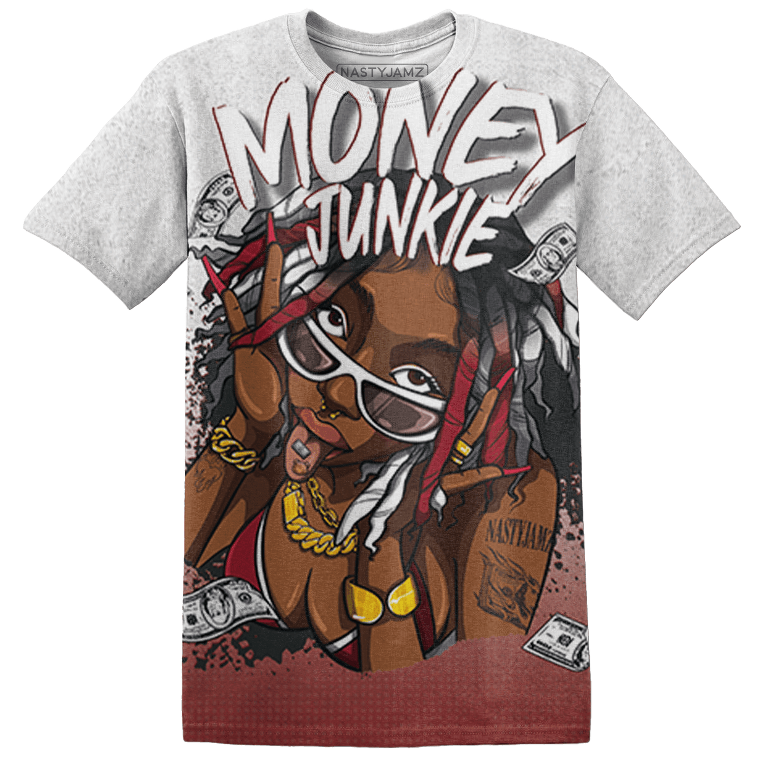 Cherry 12s T Shirt Match Money Junkie 3D All-Over Print - NastyJamz