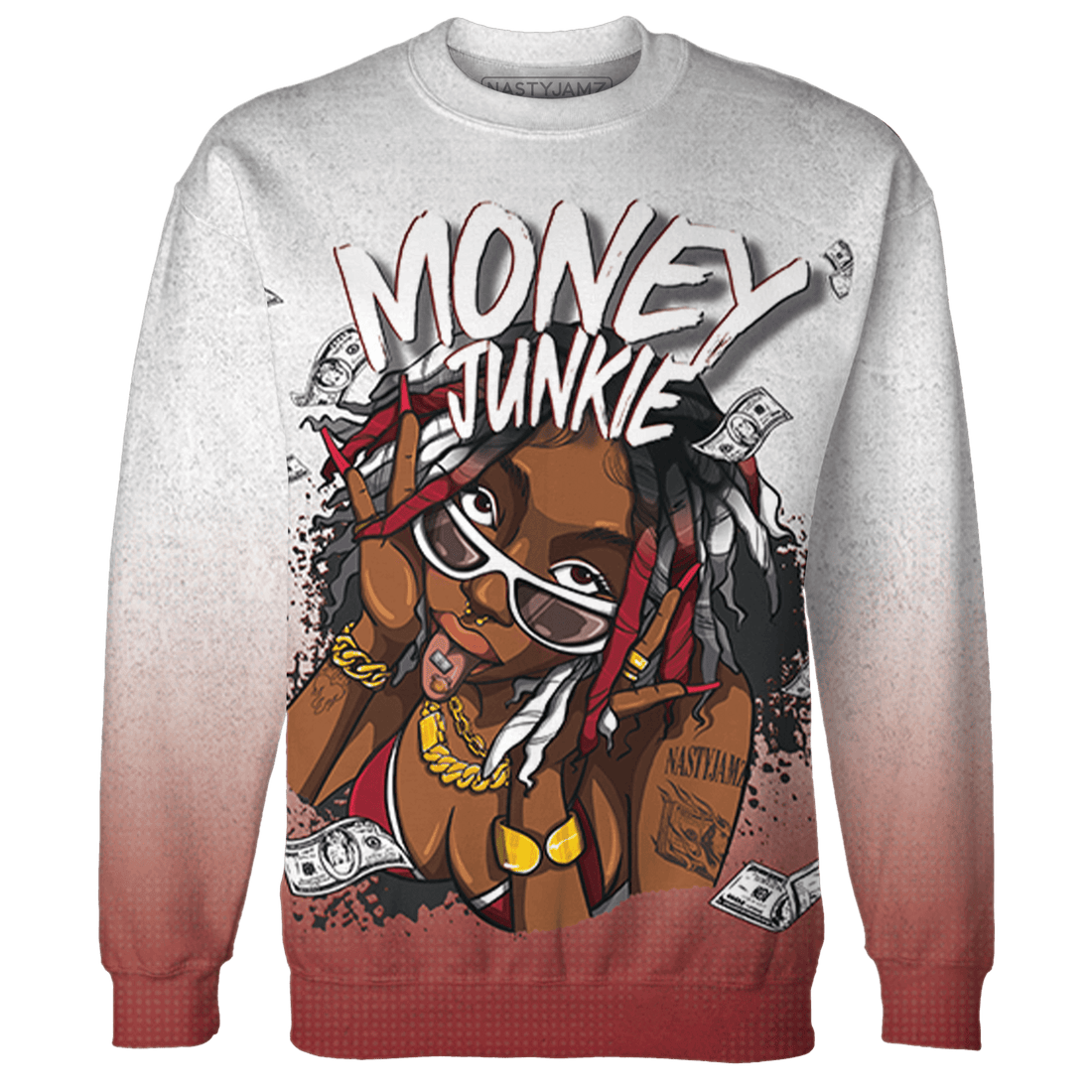 Cherry 12s Sweatshirt Match Money Junkie 3D All-Over Print - NastyJamz