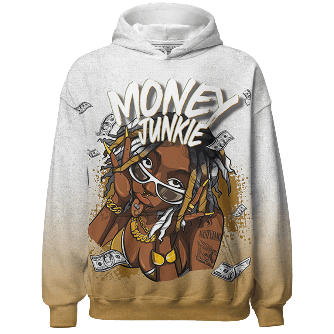 Wheat 13s Hoodie Match Money Junkie 3D All-Over Print - NastyJamz