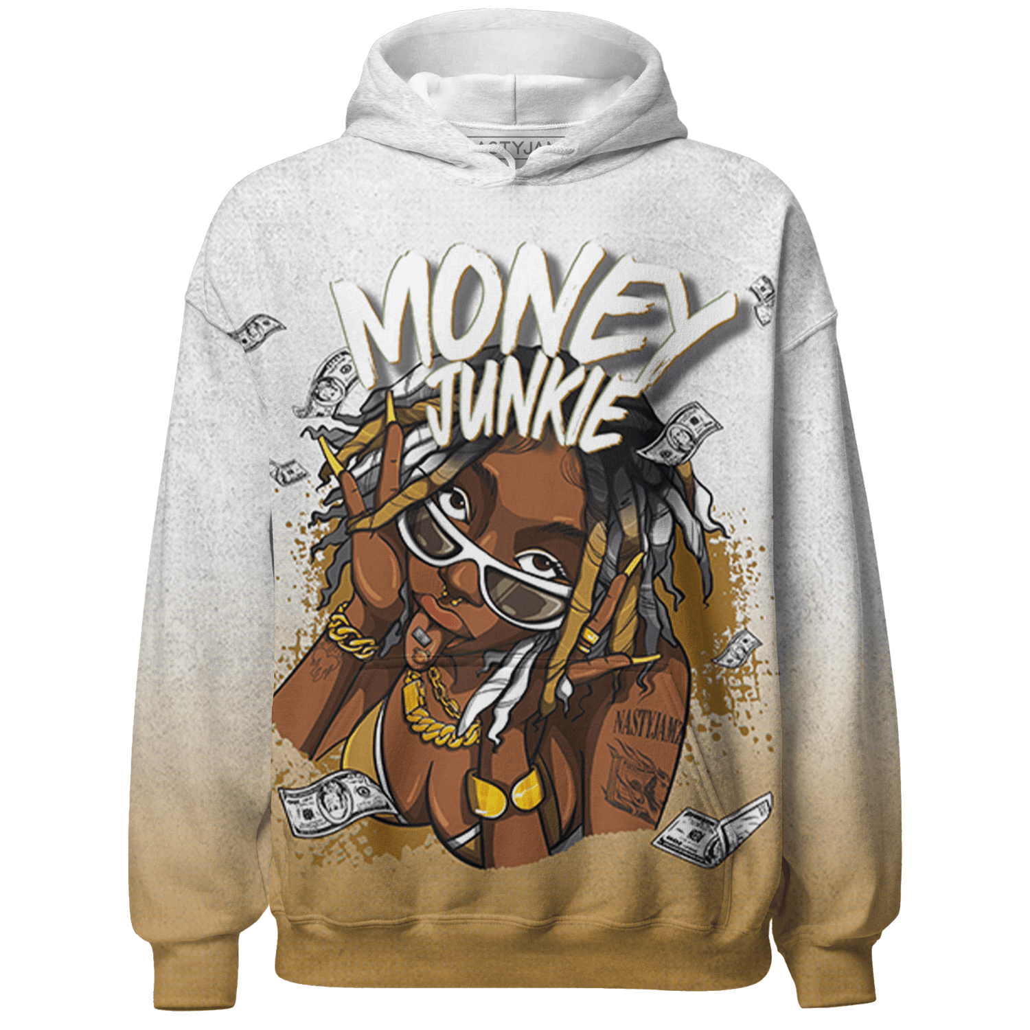 Wheat 13s Hoodie Match Money Junkie 3D All-Over Print - NastyJamz