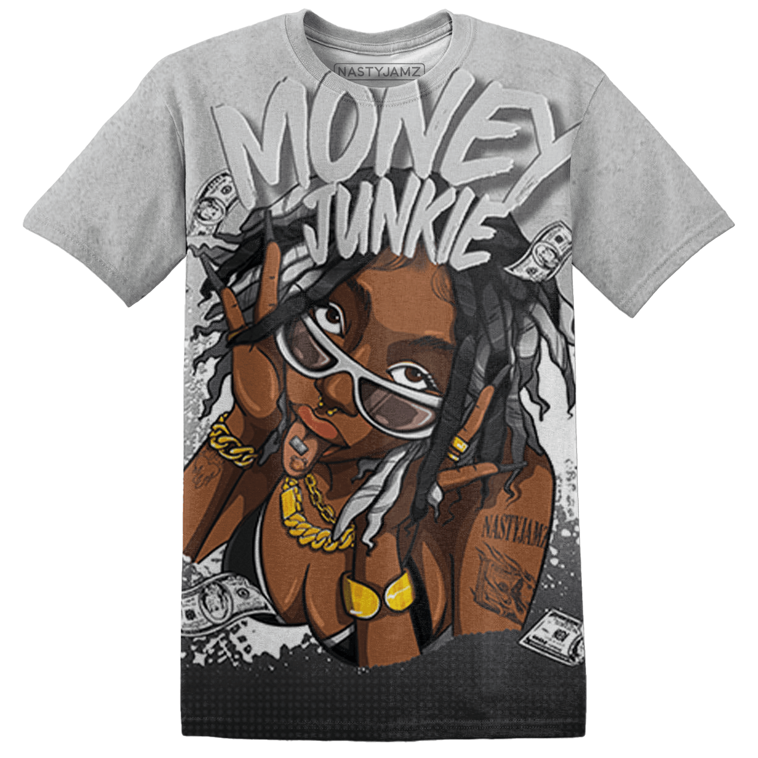 Retro High OG Black White 1s T Shirt Match Money Junkie 3D All-Over Print - NastyJamz