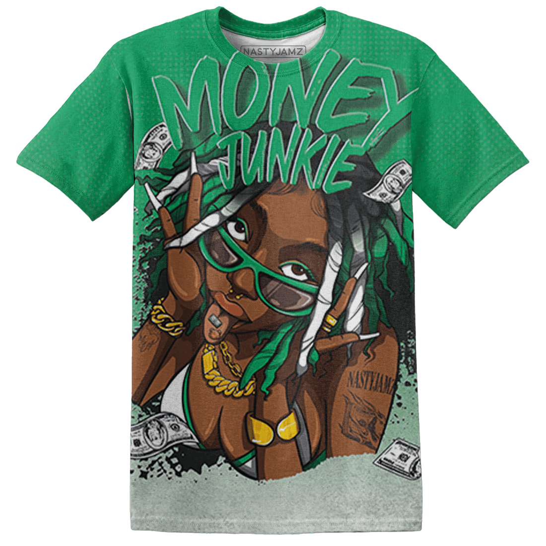 Lucky Green 5s T Shirt Match Money Junkie 3D All-Over Print - NastyJamz