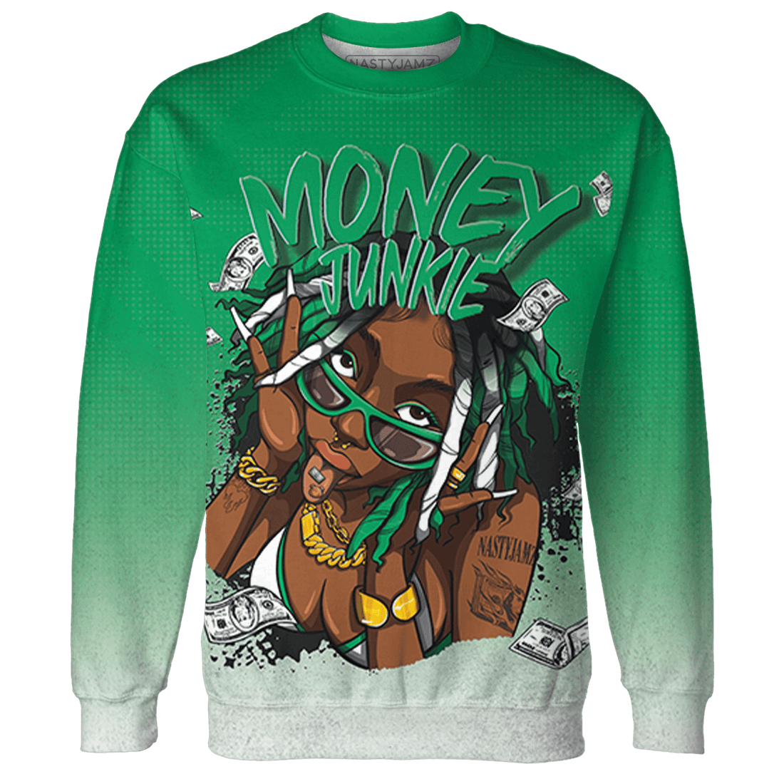Lucky Green 5s Sweatshirt Match Money Junkie 3D All-Over Print - NastyJamz