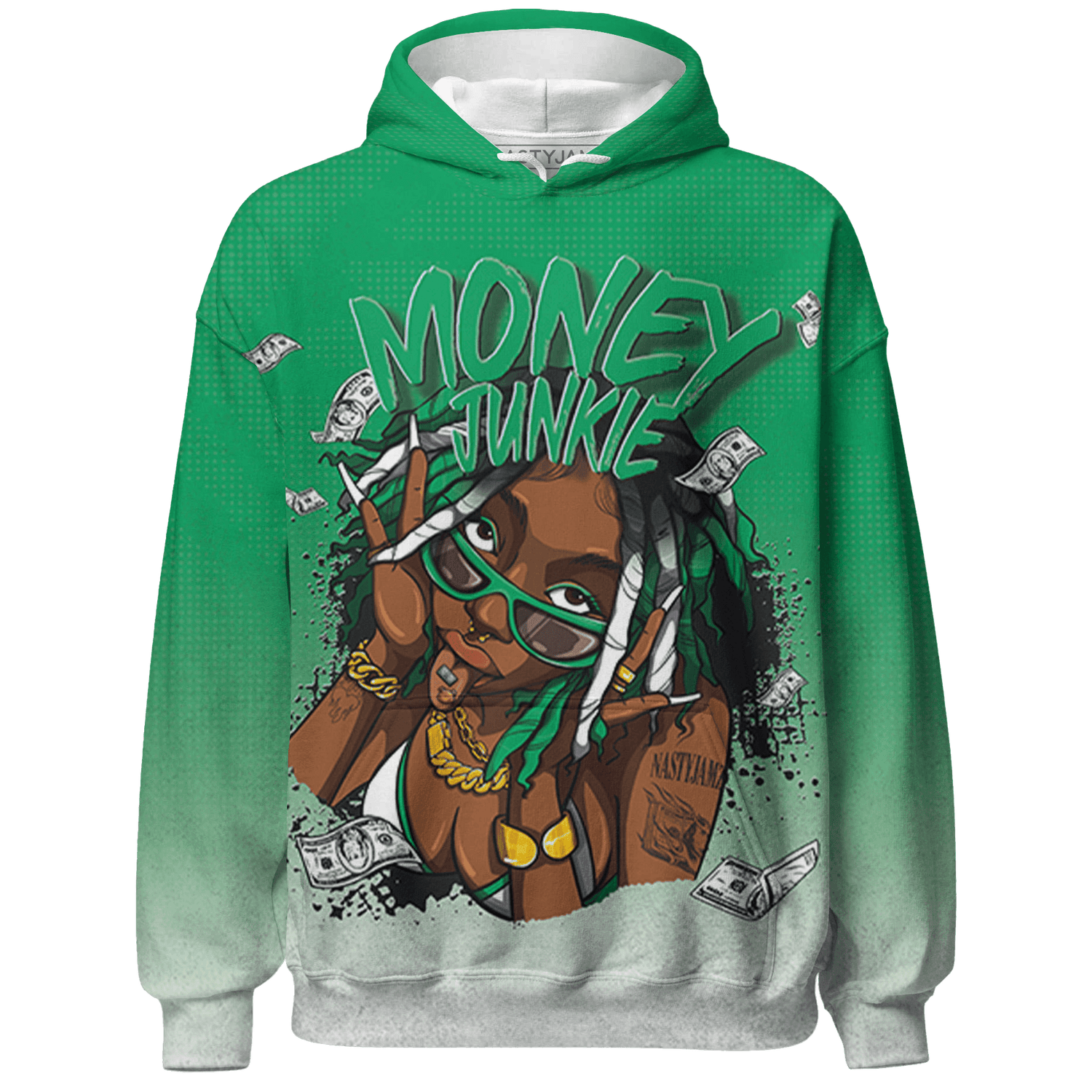 Lucky Green 5s Hoodie Match Money Junkie 3D All-Over Print - NastyJamz