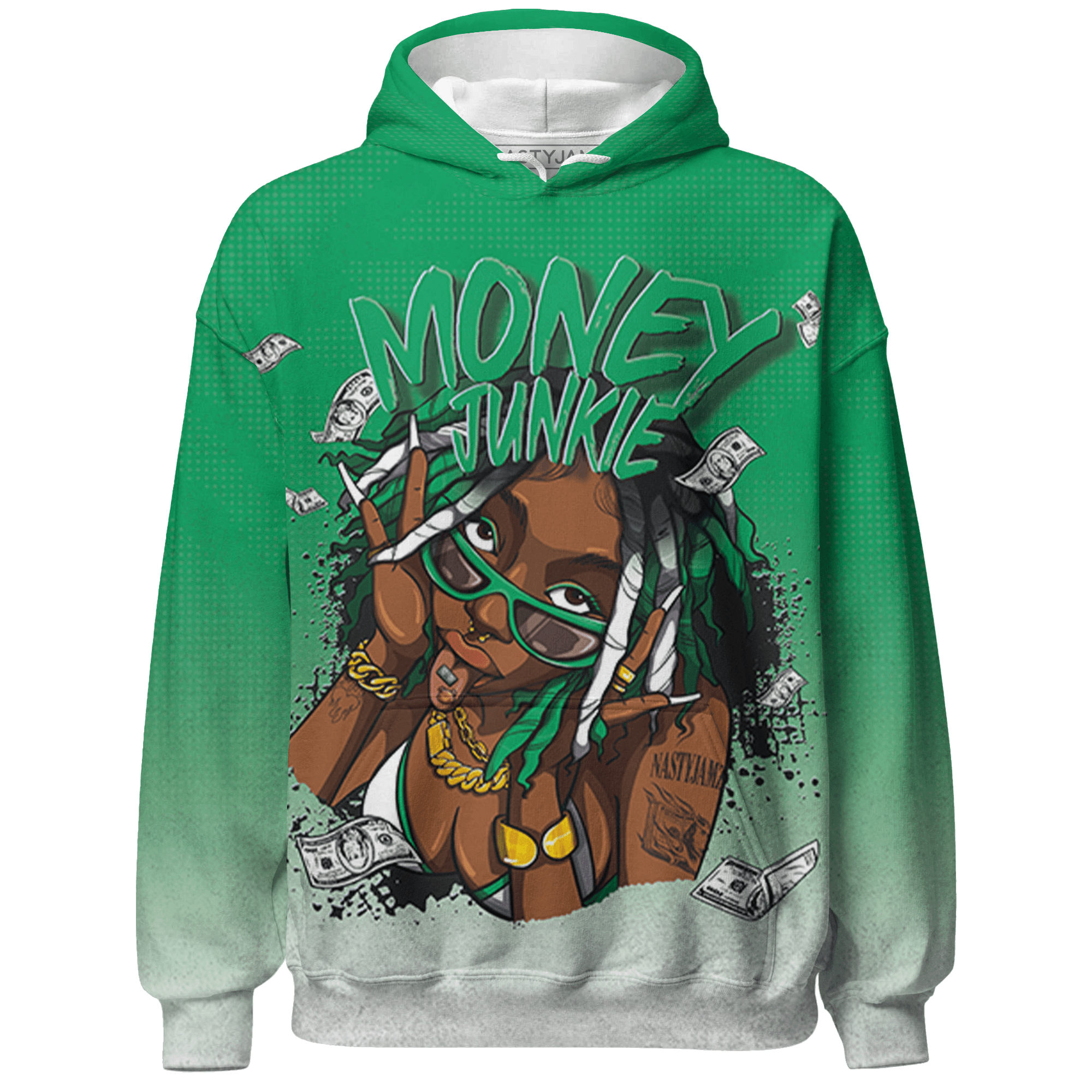 Lucky Green 5s Hoodie Match Money Junkie 3D All-Over Print - NastyJamz