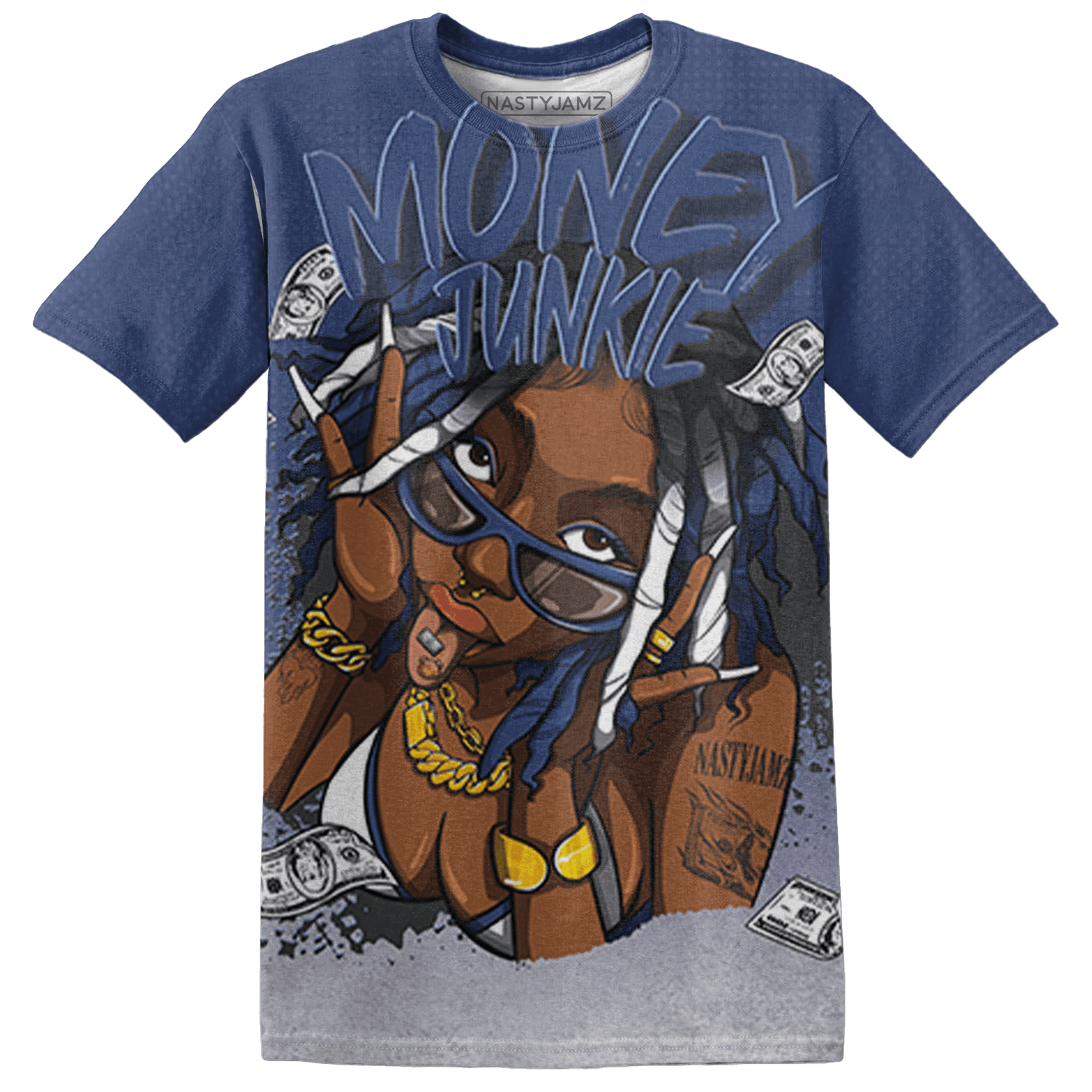 Midnight Navy 5s T Shirt Match Money Junkie 3D All-Over Print - NastyJamz