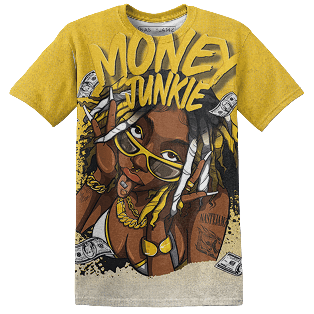 Yellow Ochre 6s T Shirt Match Money Junkie 3D All-Over Print - NastyJamz