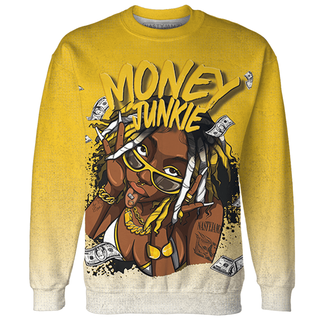 Yellow Ochre 6s Sweatshirt Match Money Junkie 3D All-Over Print - NastyJamz