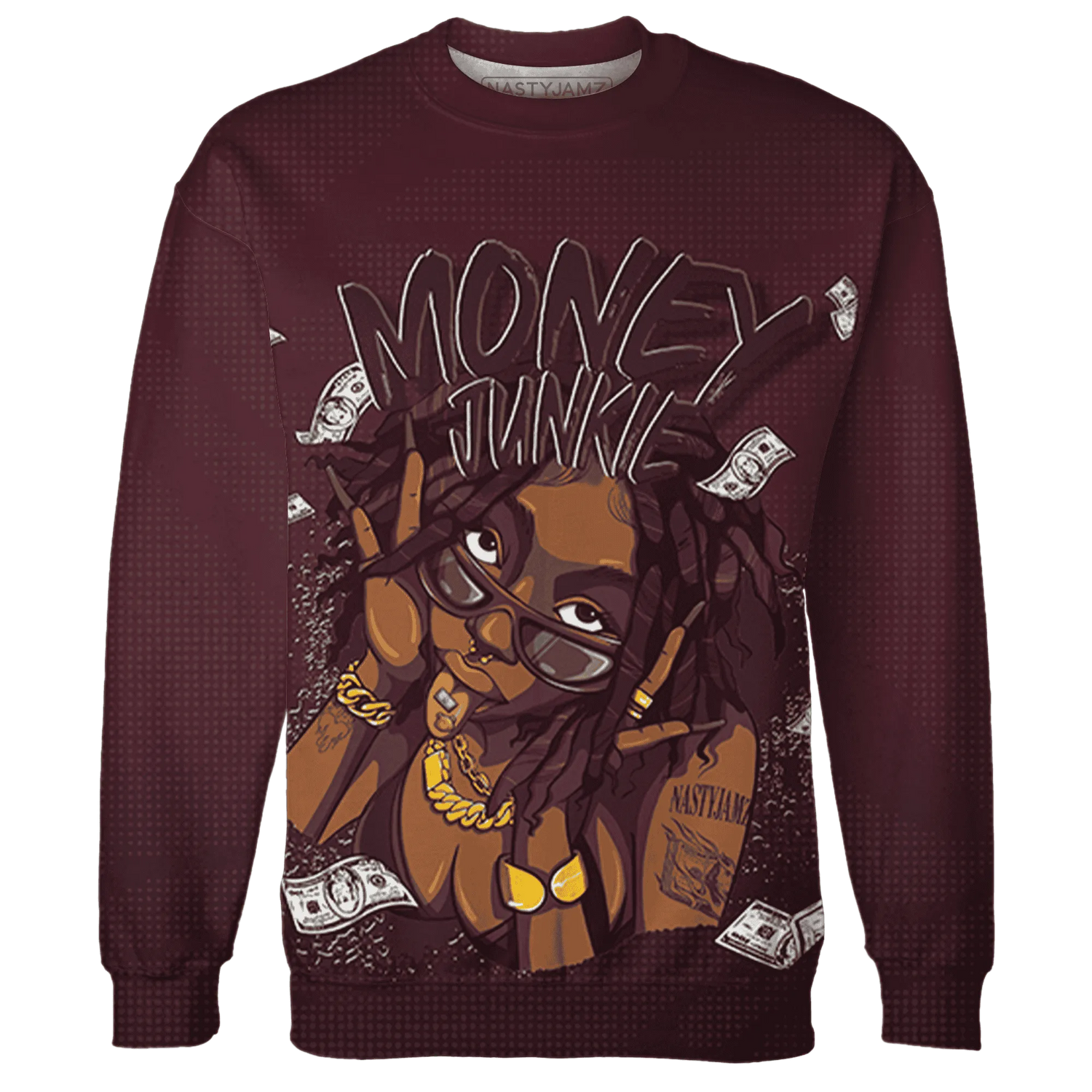 VaporMax-Night-Maron-Burgundy-Sweatshirt-Match-Money-Junkie-3D