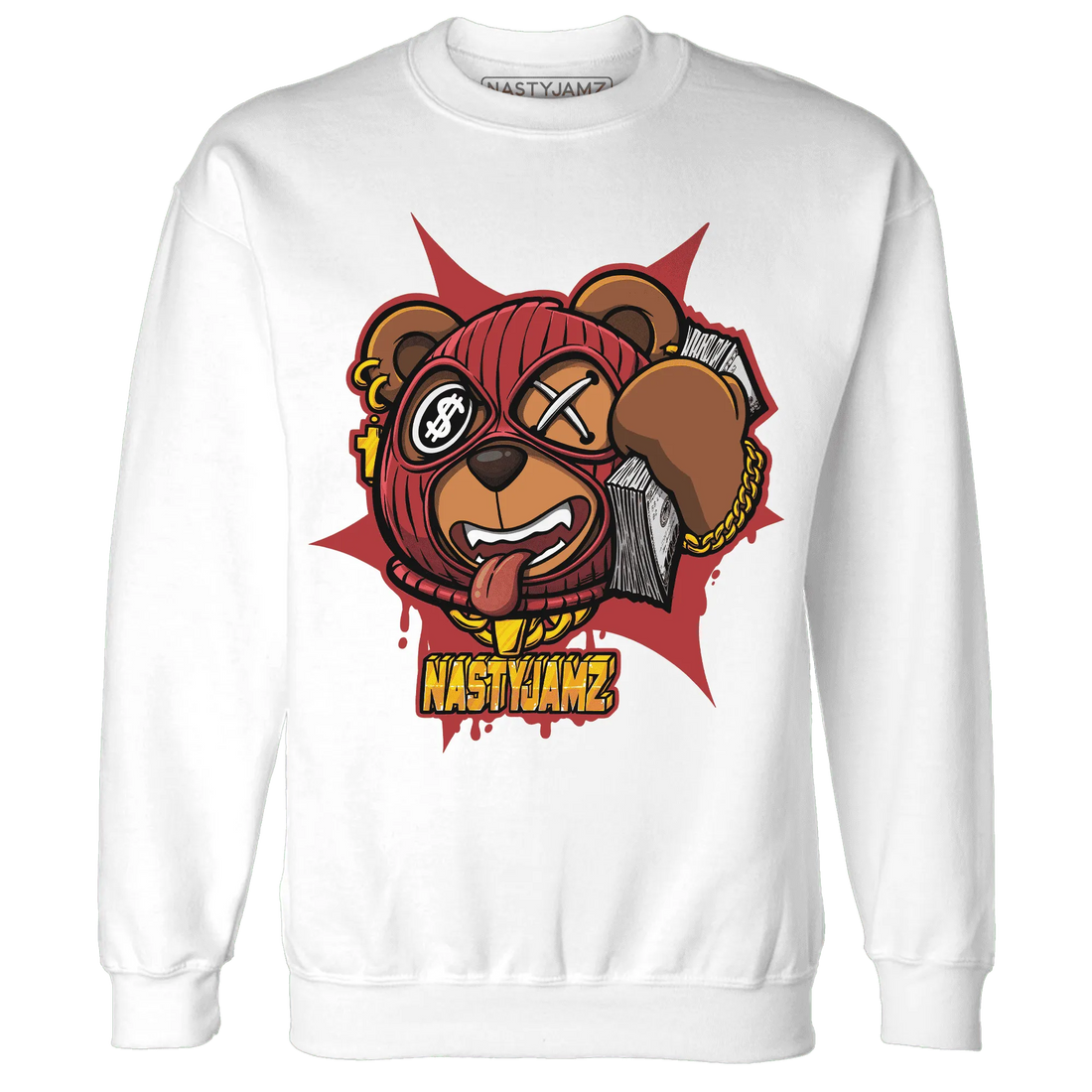 Black-Toe-Reimagined-Red-White-1s-NastyJamz-Sweatshirt-Match-Money-Motive-BER