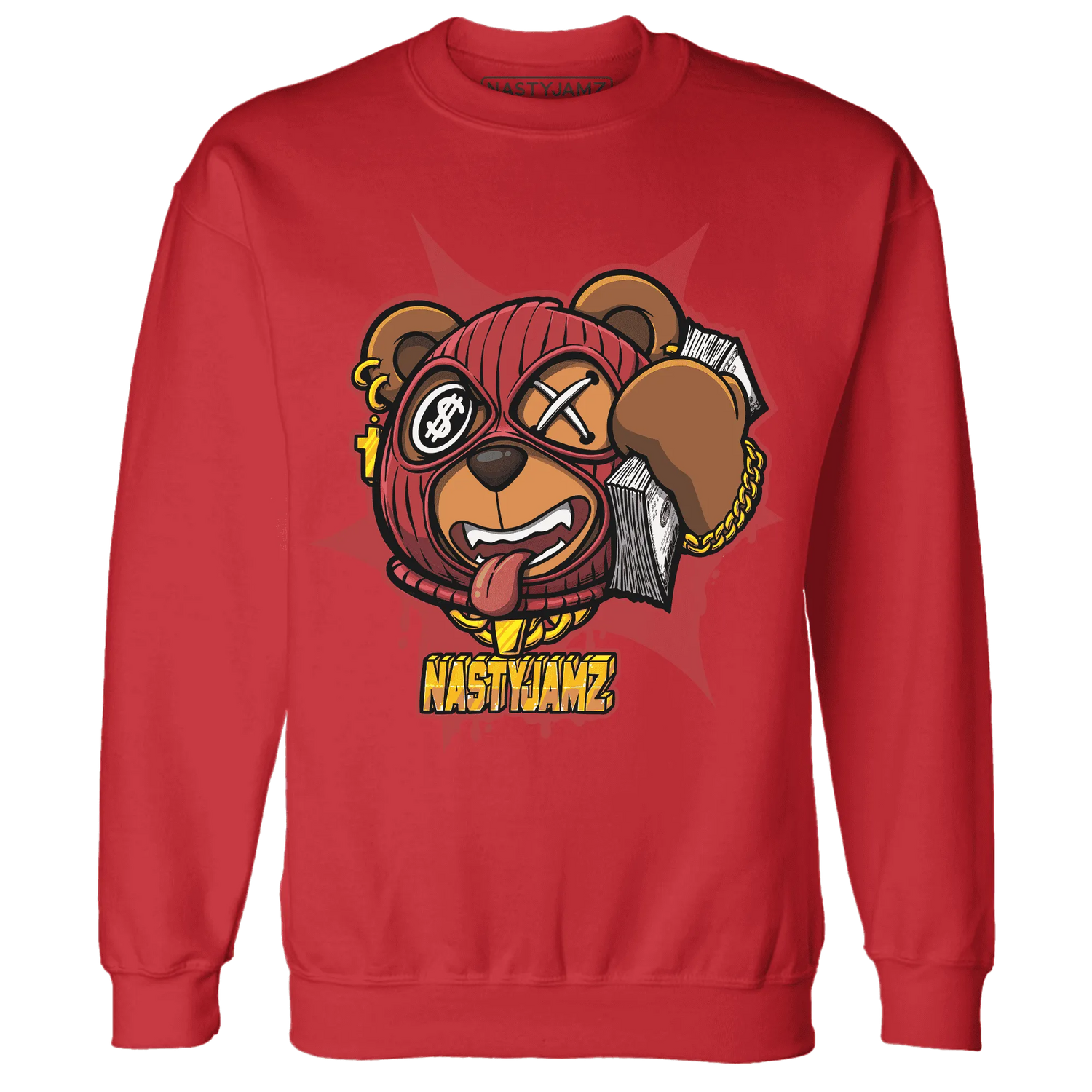 Black-Toe-Reimagined-Red-White-1s-NastyJamz-Sweatshirt-Match-Money-Motive-BER