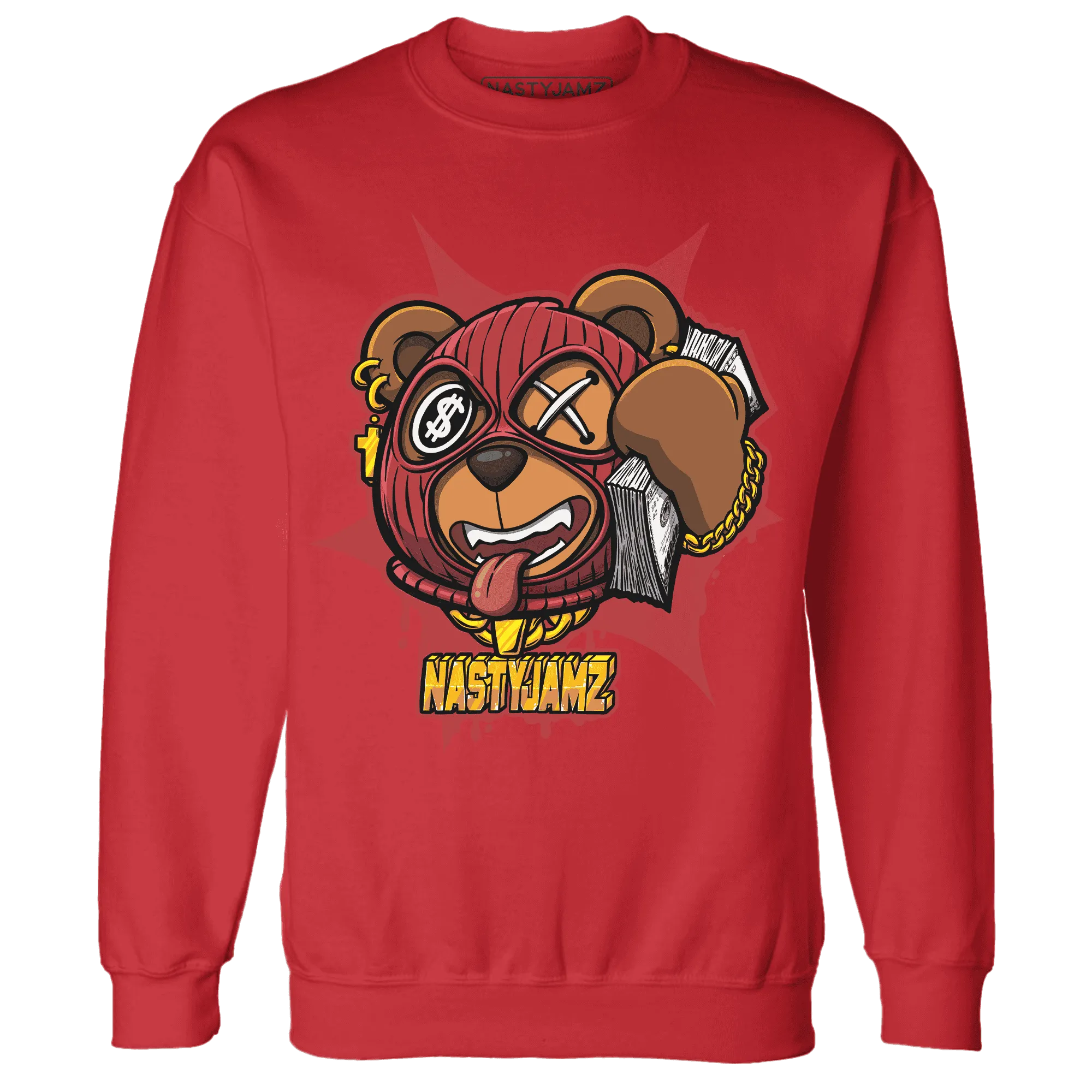 Black-Toe-Reimagined-Red-White-1s-NastyJamz-Sweatshirt-Match-Money-Motive-BER