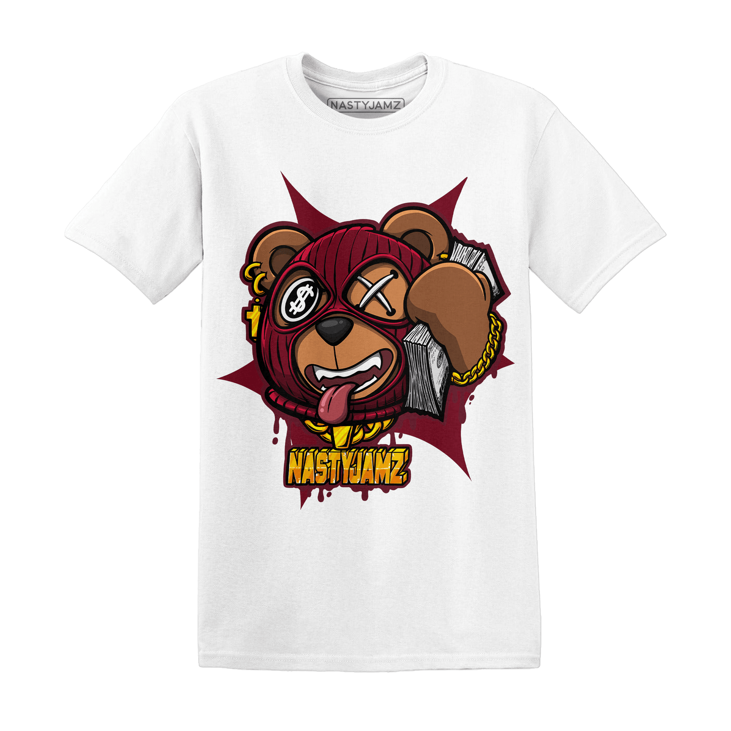 High White Team Red 1s T Shirt Match Money Motive BER - NastyJamz