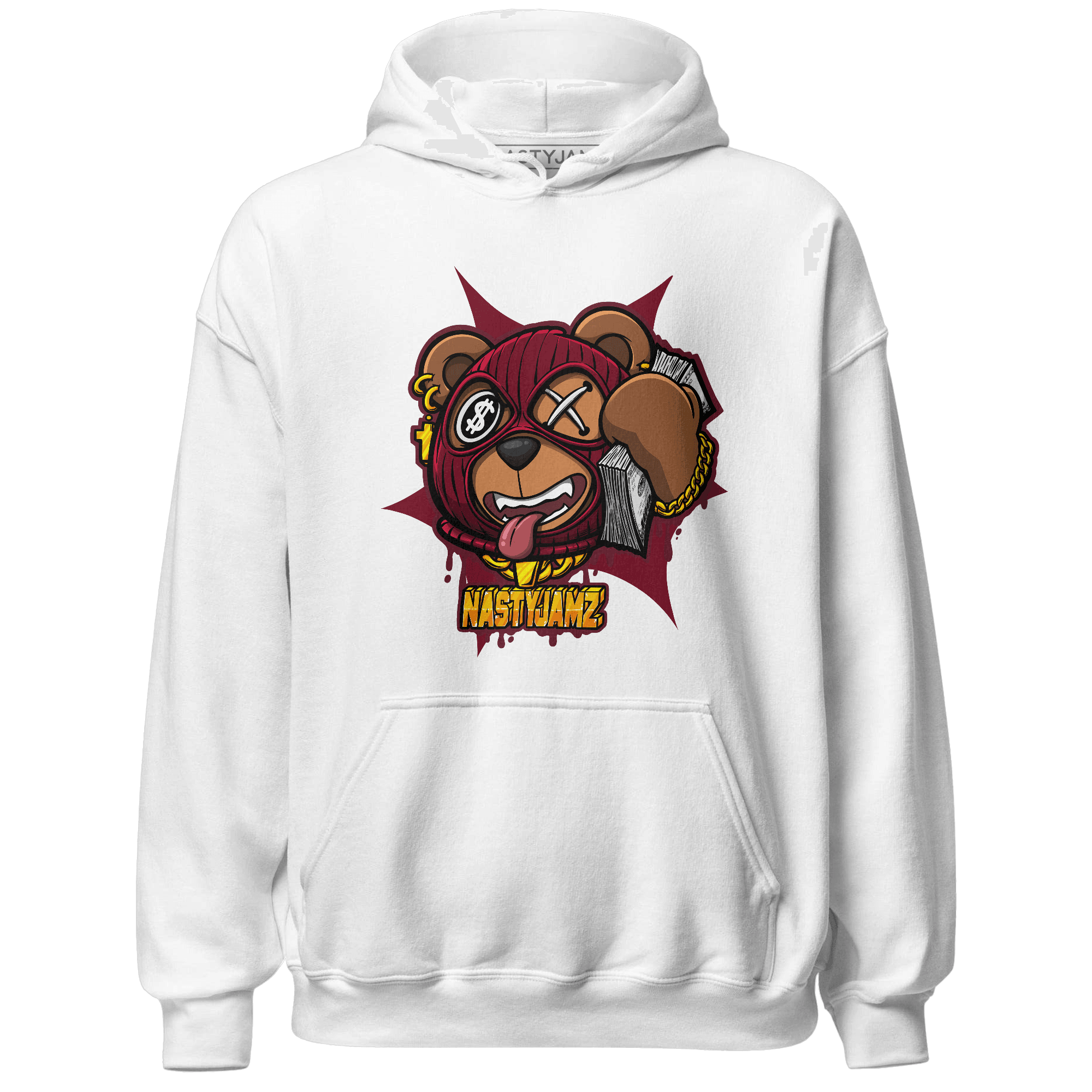 High White Team Red 1s Hoodie Match Money Motive BER - NastyJamz
