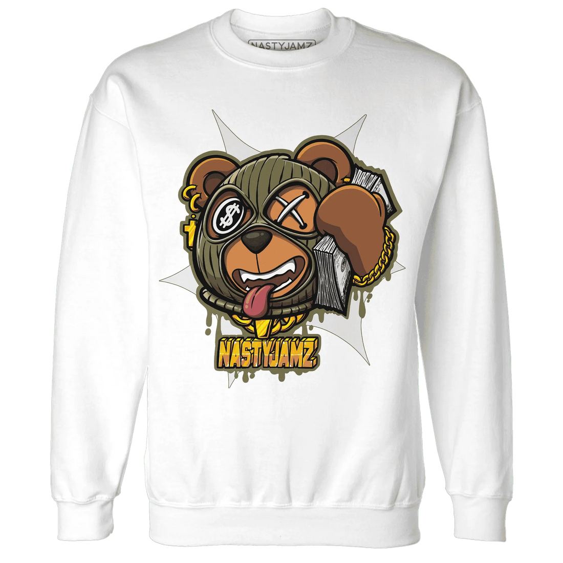 NastyJamz-Medium-Olive-1s-Sweatshirt-Match-Money-Motive-BER