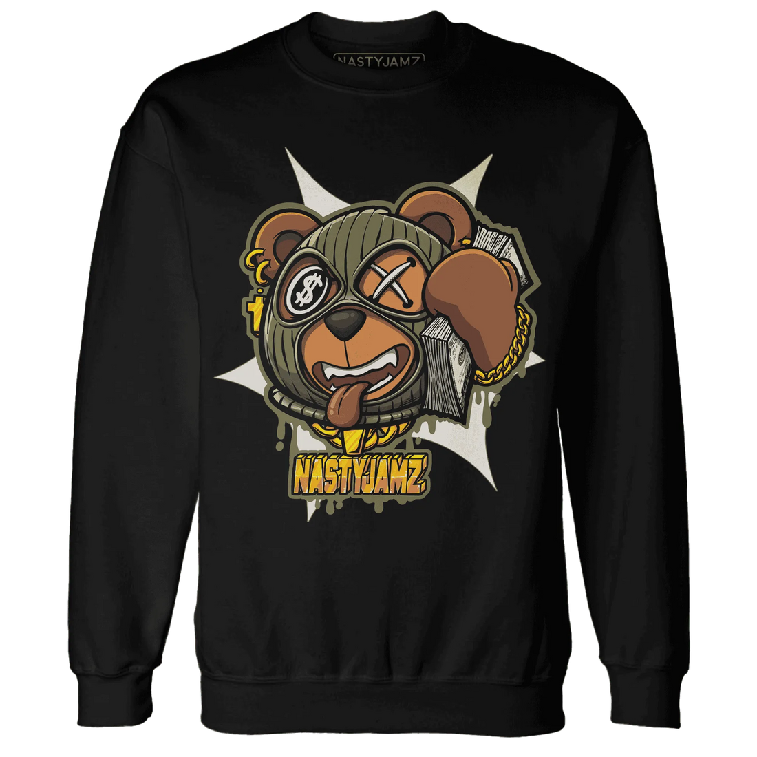 NastyJamz-Medium-Olive-1s-Sweatshirt-Match-Money-Motive-BER