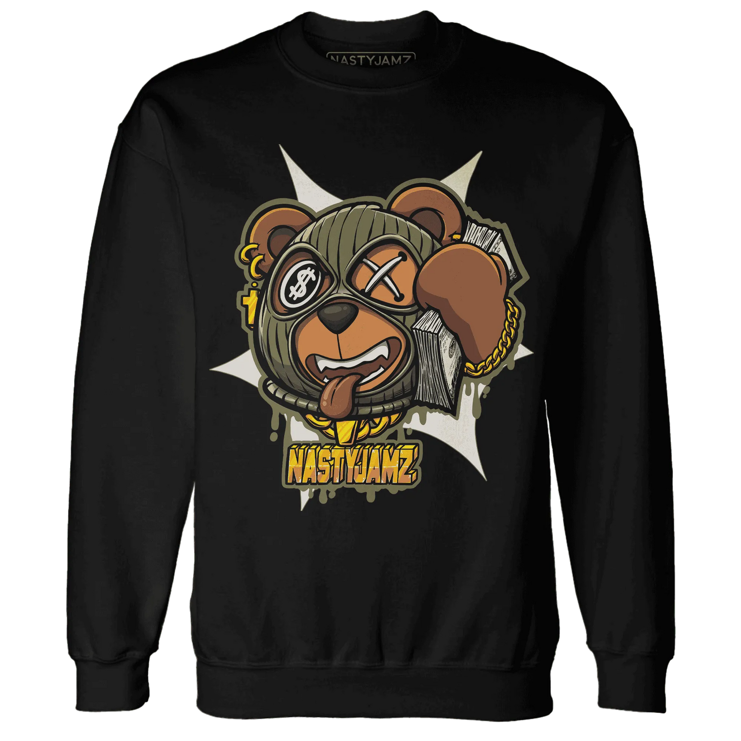 NastyJamz-Medium-Olive-1s-Sweatshirt-Match-Money-Motive-BER